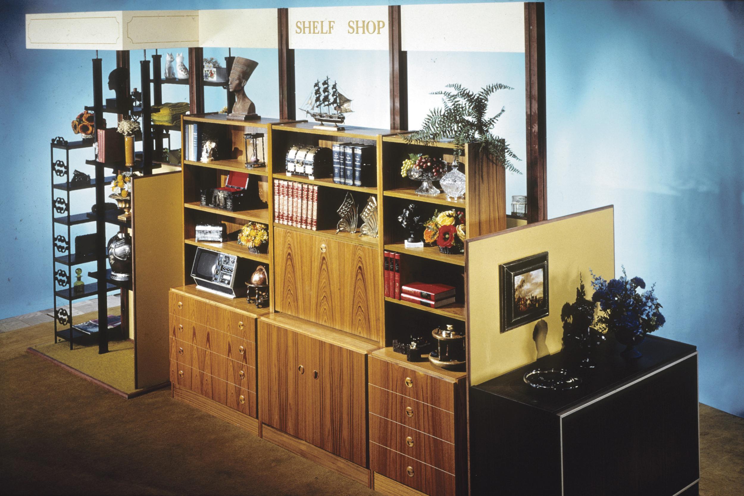 Modular shelving system designed for Sears in 1975