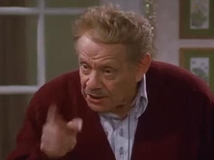 Frank Costanza (Jerry Stiller) airing his Festivus grievances in 'The Strike'