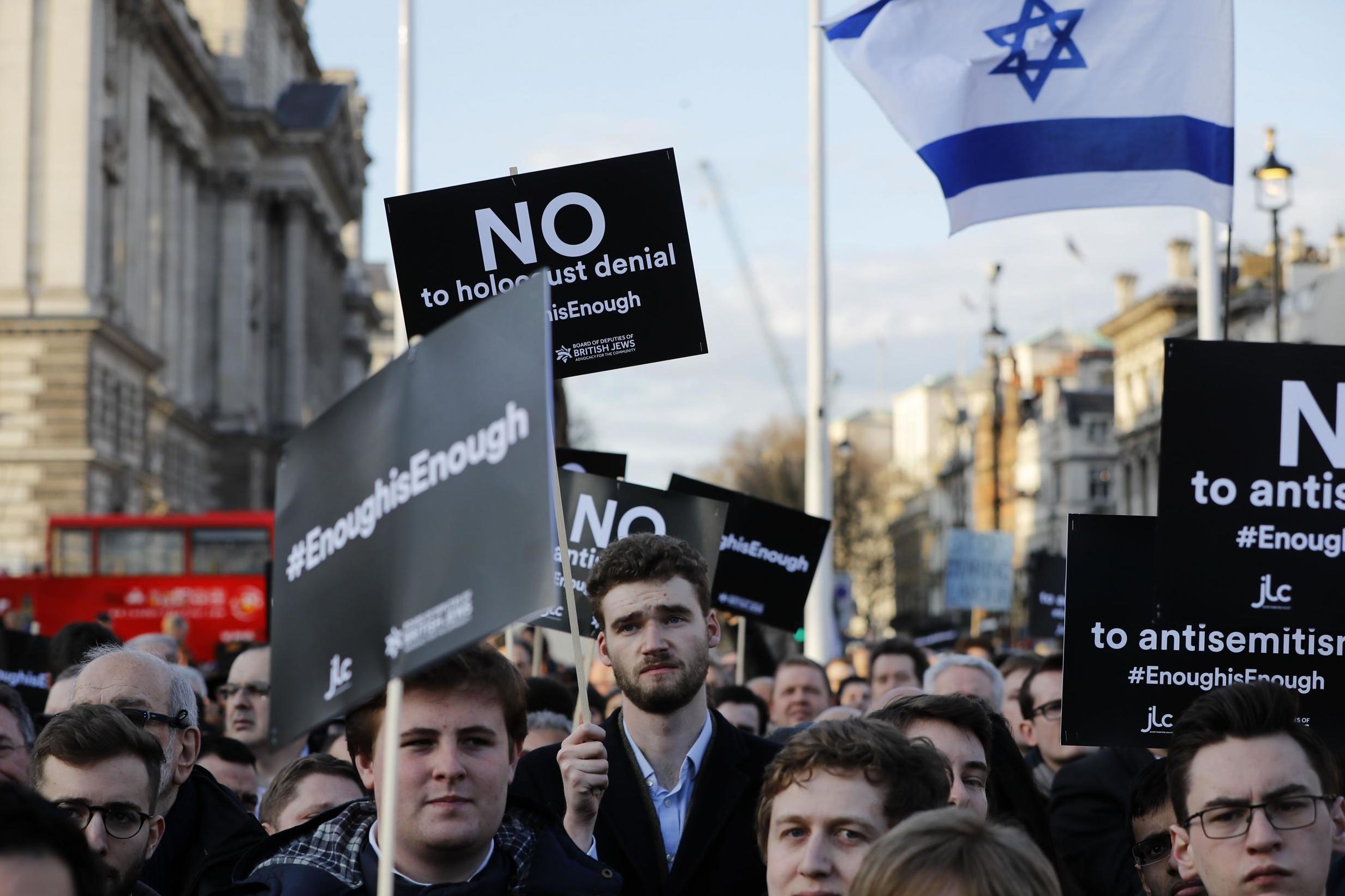 Members of the Jewish community protested against Labour Party leader Jeremy Corbyn