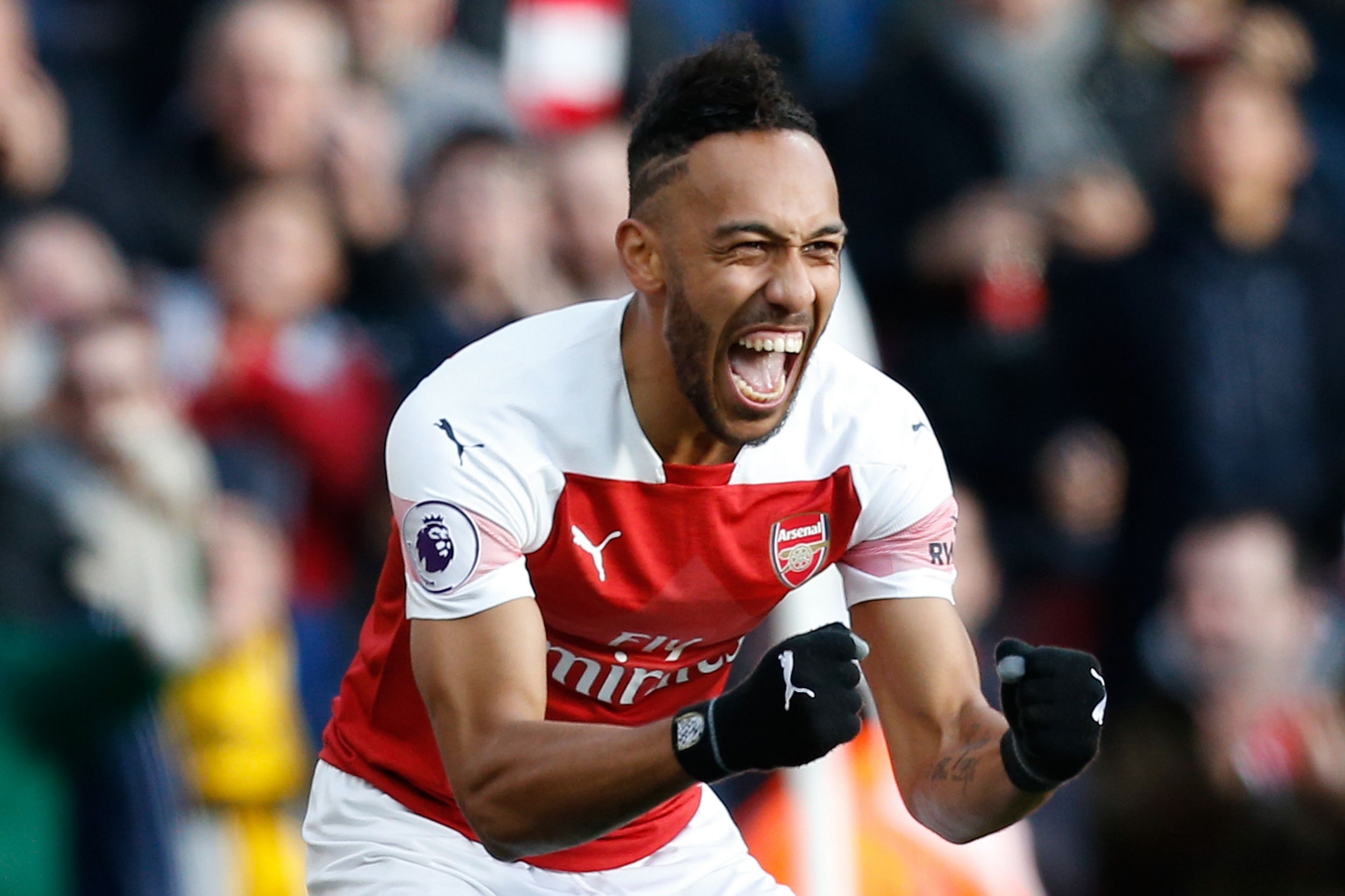 Aubameyang scored twice against Burnley to take his league tally to 12 goals (AFP/Getty)