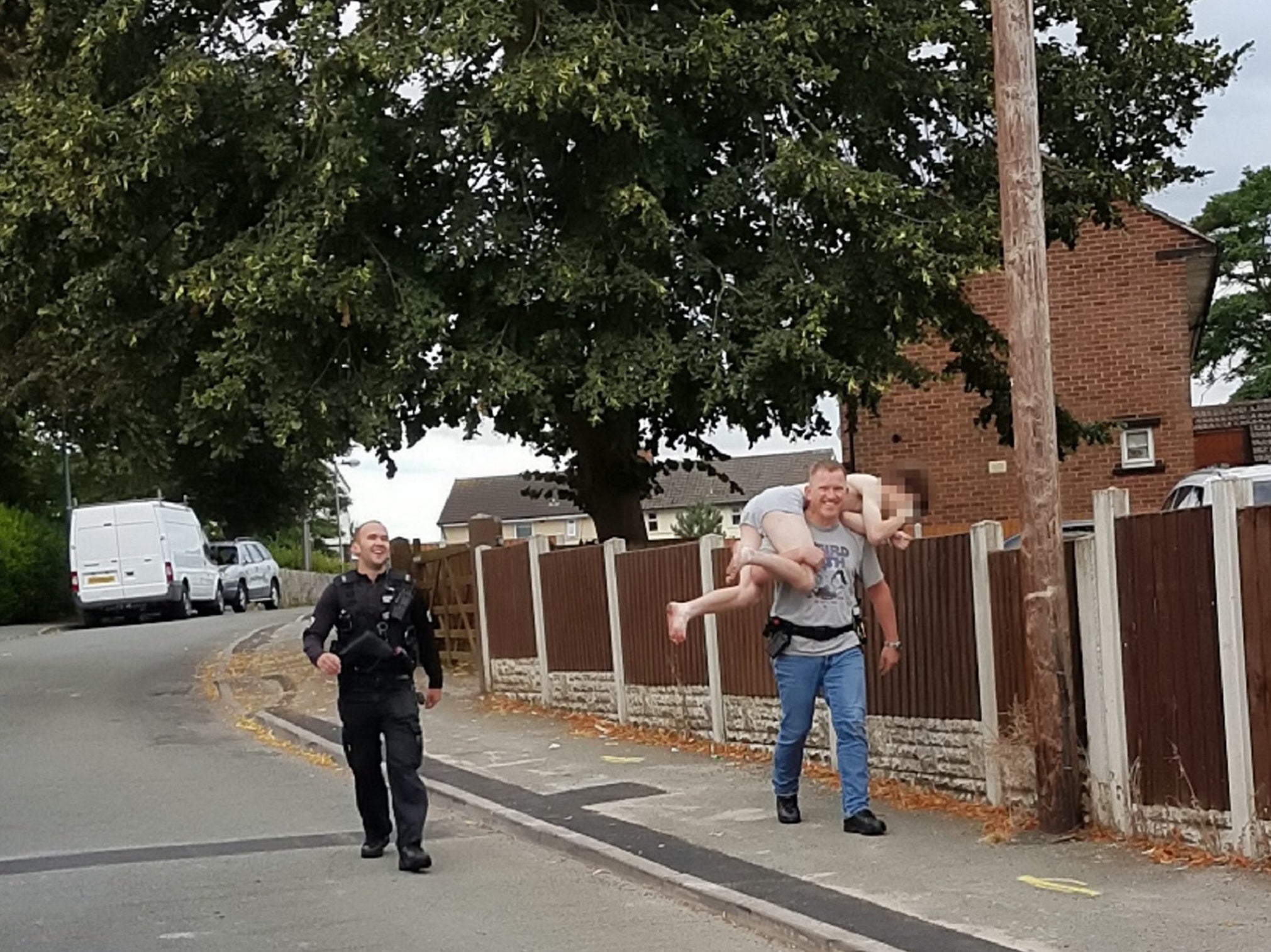 Rhys Williams, 18, was carried down the street in just his underwear by a laughing police officer after trying to escape arrest. Williams was part of an organised gang dealing drugs in Wrexham, North Wales, who were jailed for 31 years and eight months in total after admitting conspiring to supply class A drugs.