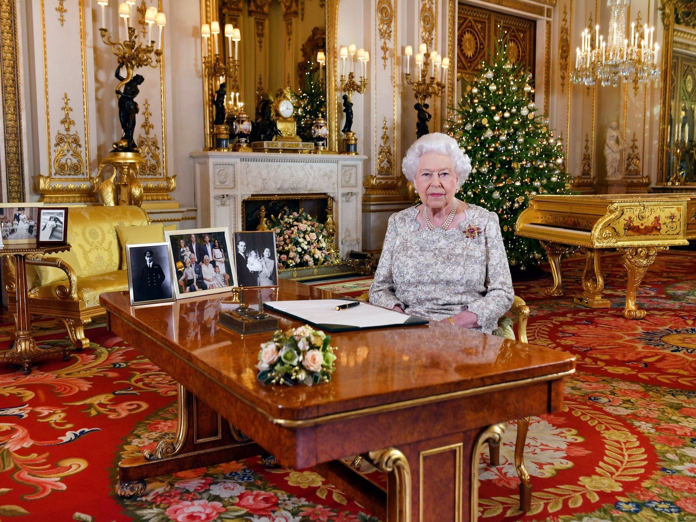 The late Queen Elizabeth giving her annual Christmas day message