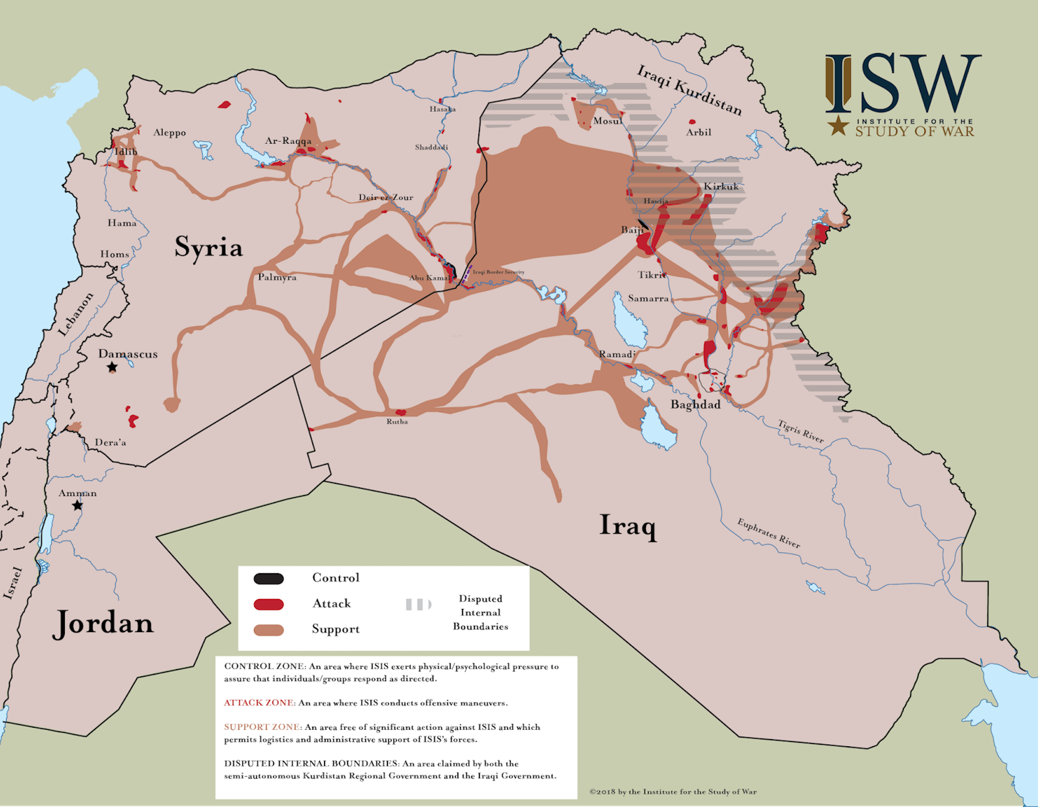 Map shows areas of Isis control in Syria and Iraq