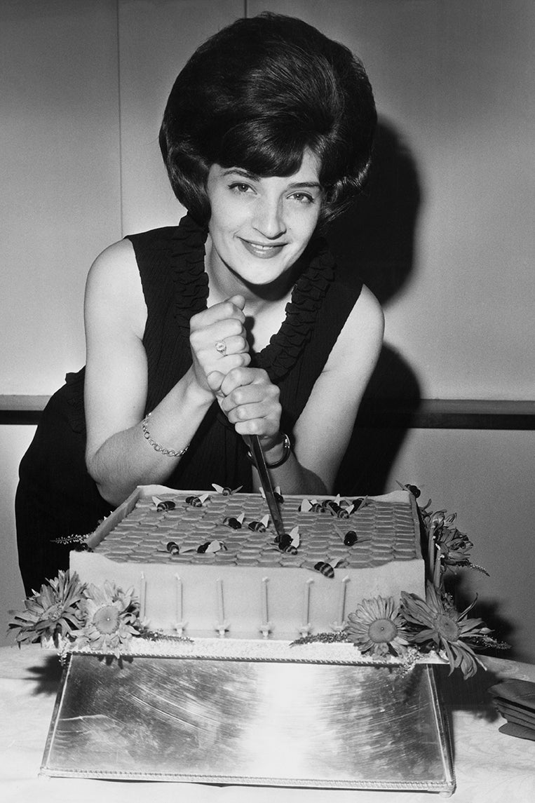 On her 21st birthday in London on 28 August 1964