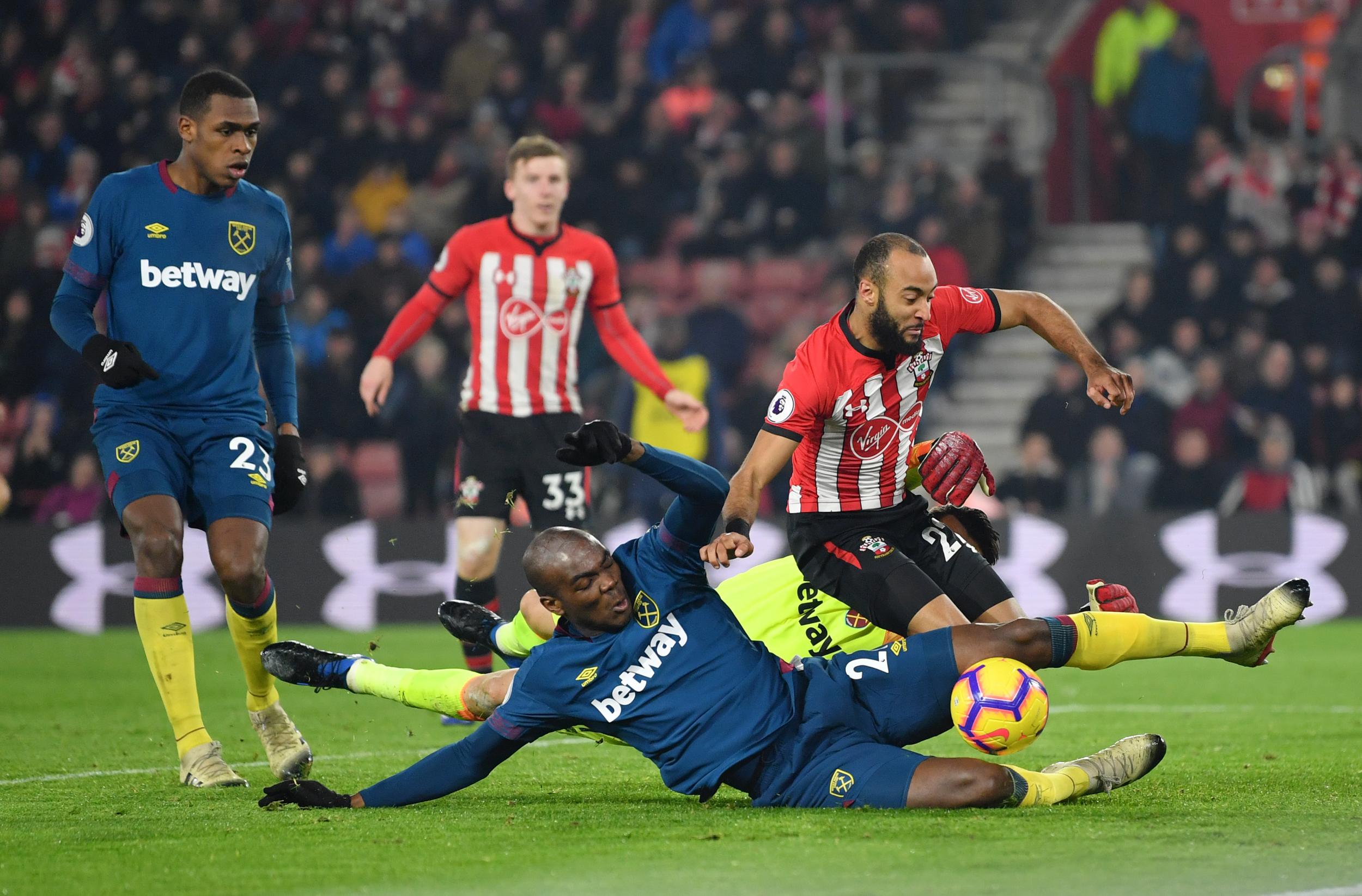 Nathan Redmond scrambles the ball home for West Ham