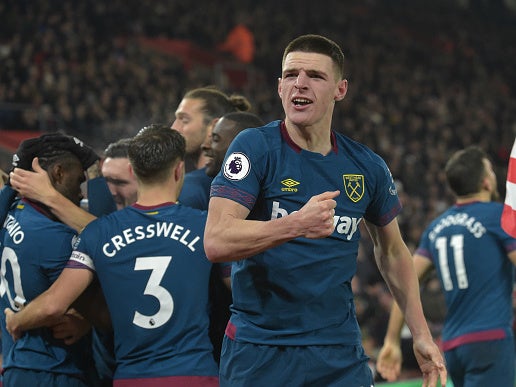 Declan Rice starred in West Ham's win at Southampton on Thursday