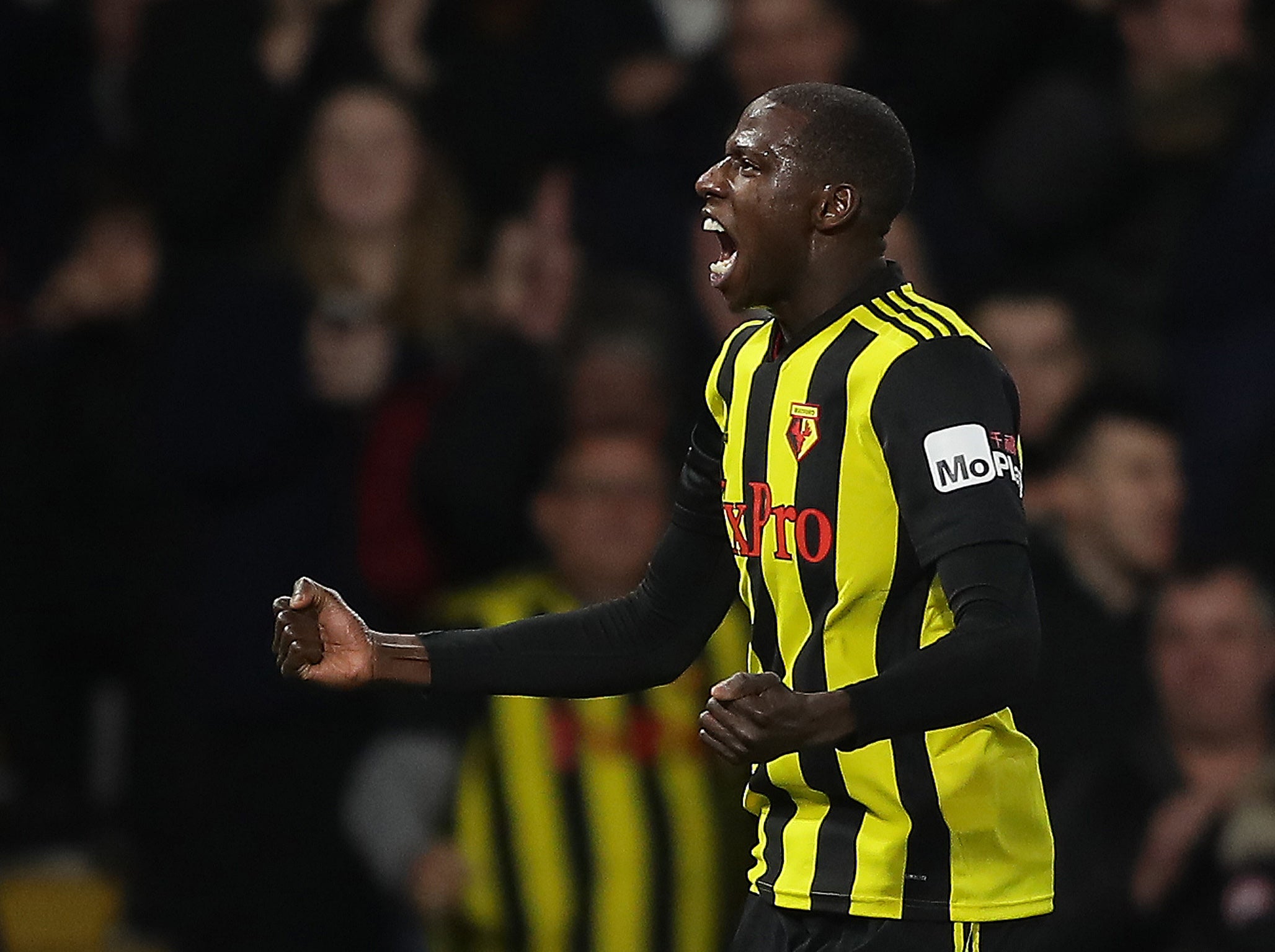 Abdoulaye Doucoure celebrates his late goal