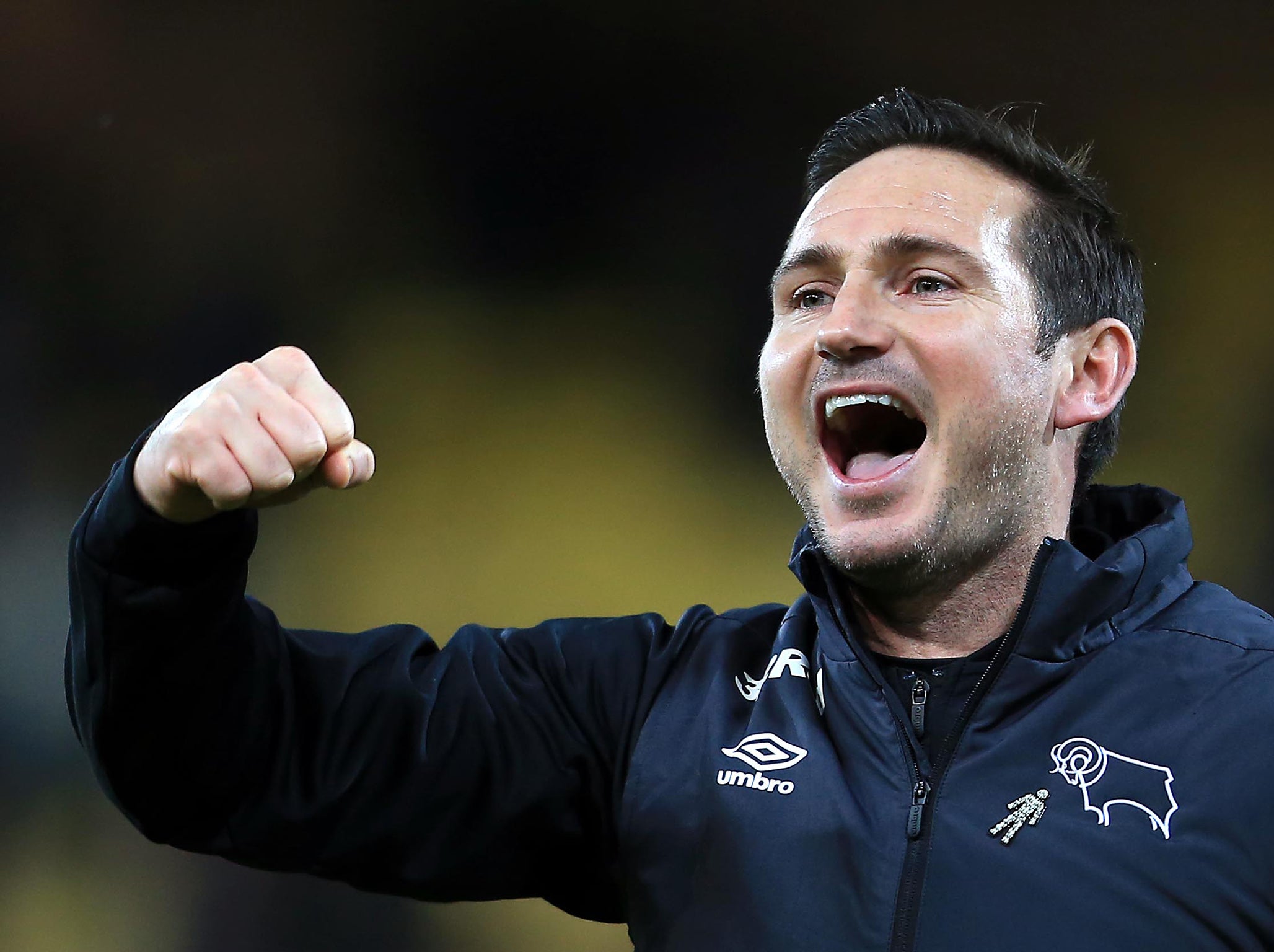 Derby manager Frank Lampard celebrates