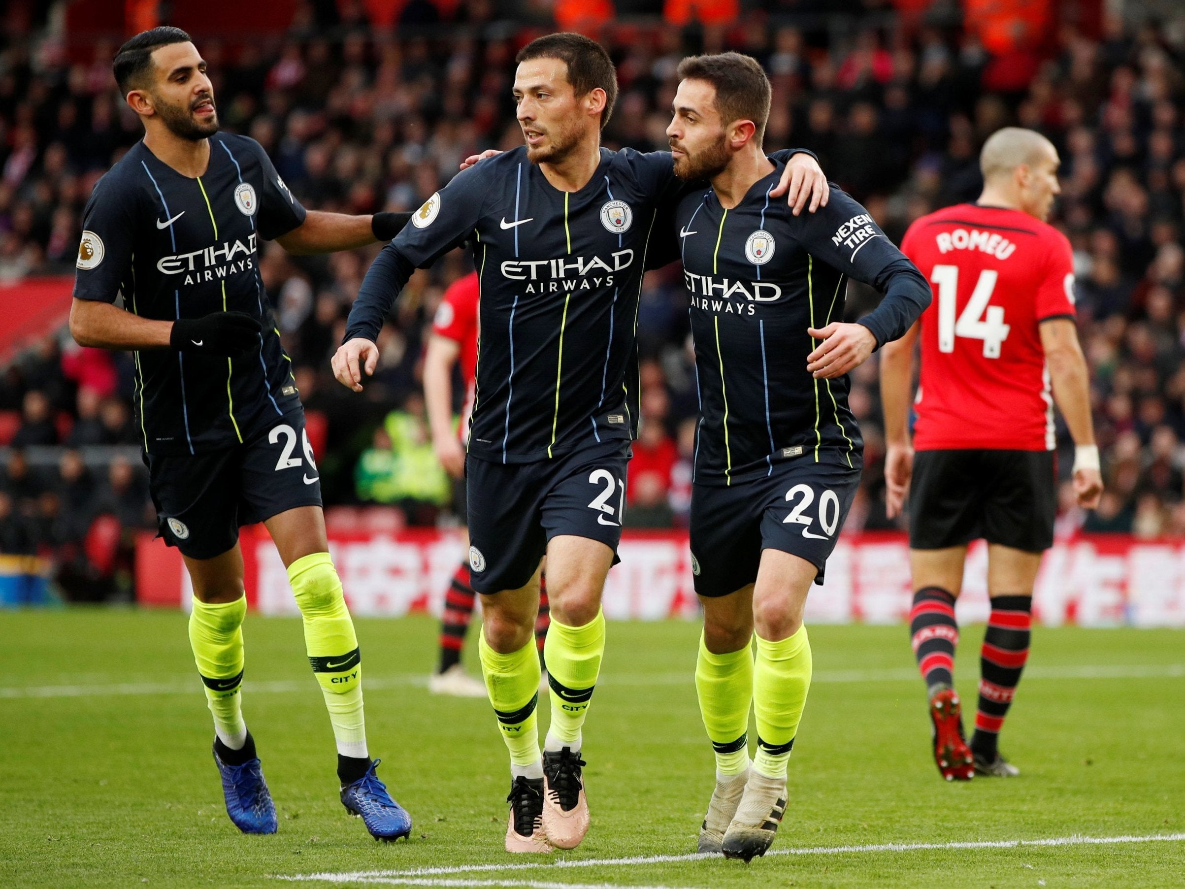 Manchester City's David Silva celebrates his goal