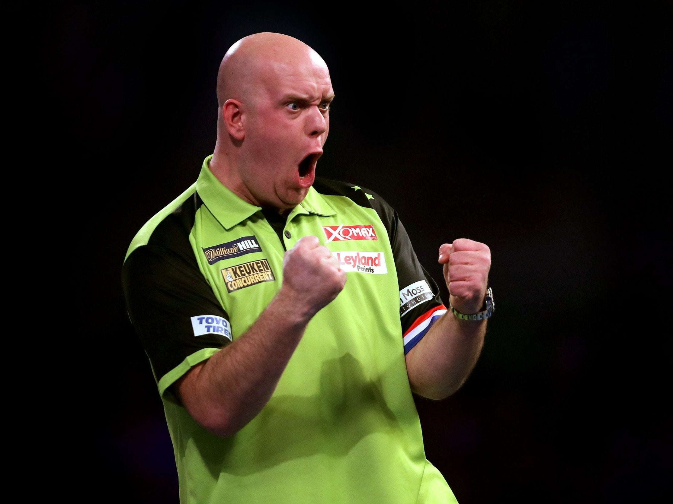 Michael van Gerwen celebrates his semi-final victory