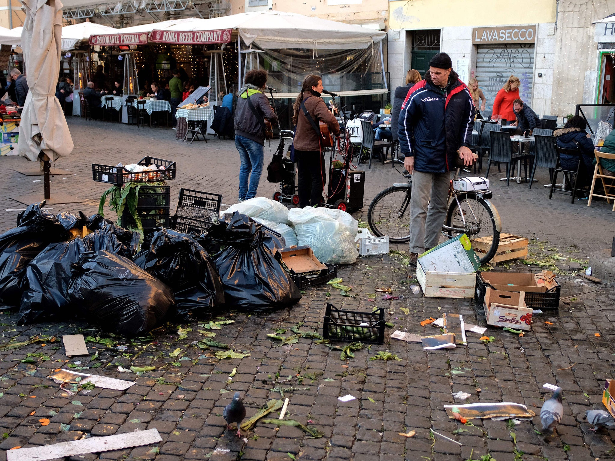 Uncollected rubbish in a central market area last week