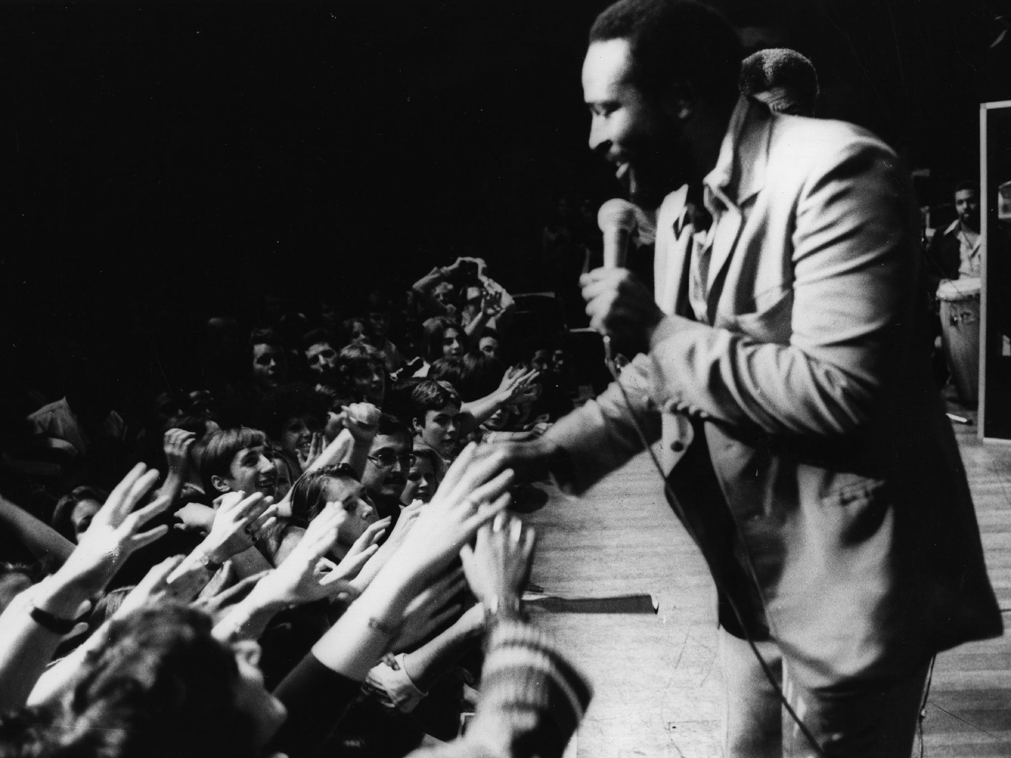 Soul legend Marvin Gaye in concert at the Royal Albert Hall in 1976