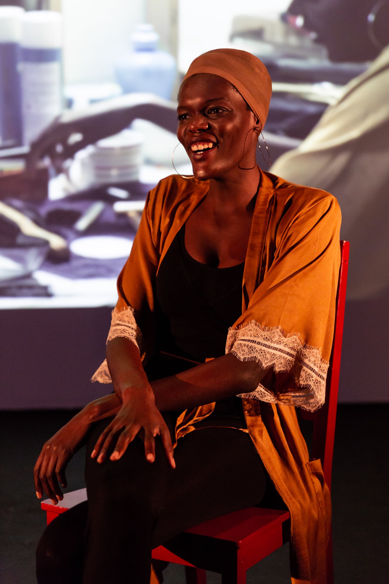 Atim in Che Walker’s ‘Time is Love’ at the Finborough Theatre. She also composed the play’s music