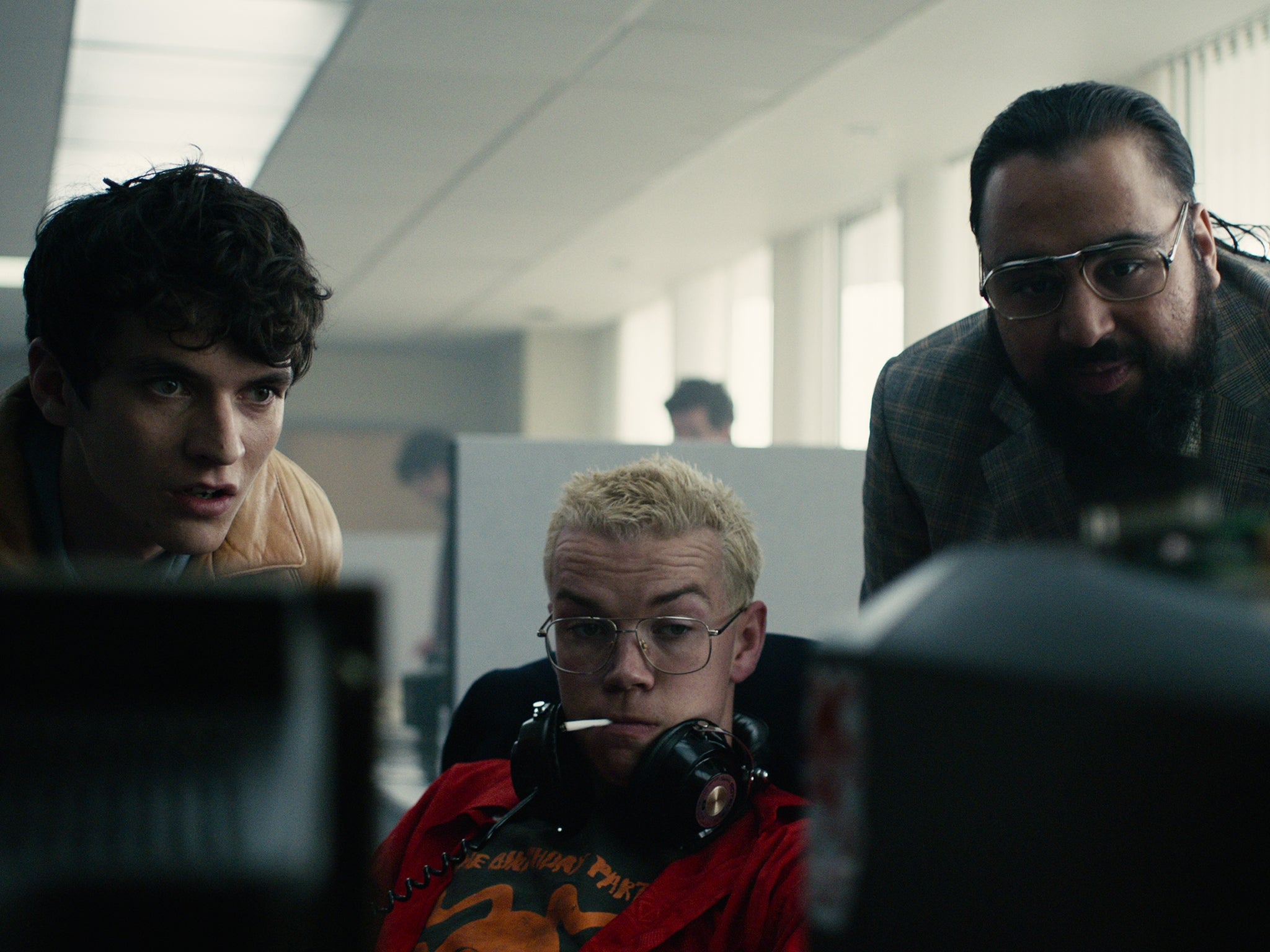 Fionn Whitehead, Poulter and Asim Chaudhry in ‘Black Mirror: Bandersnatch’