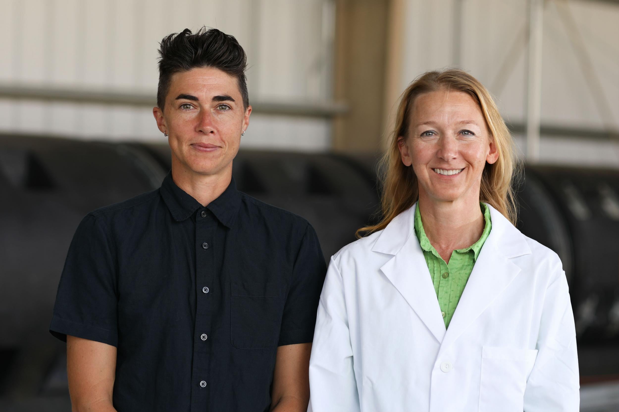 Recompose founder Katrina Spade (L) with researcher Lynne Carpenter-Boggs