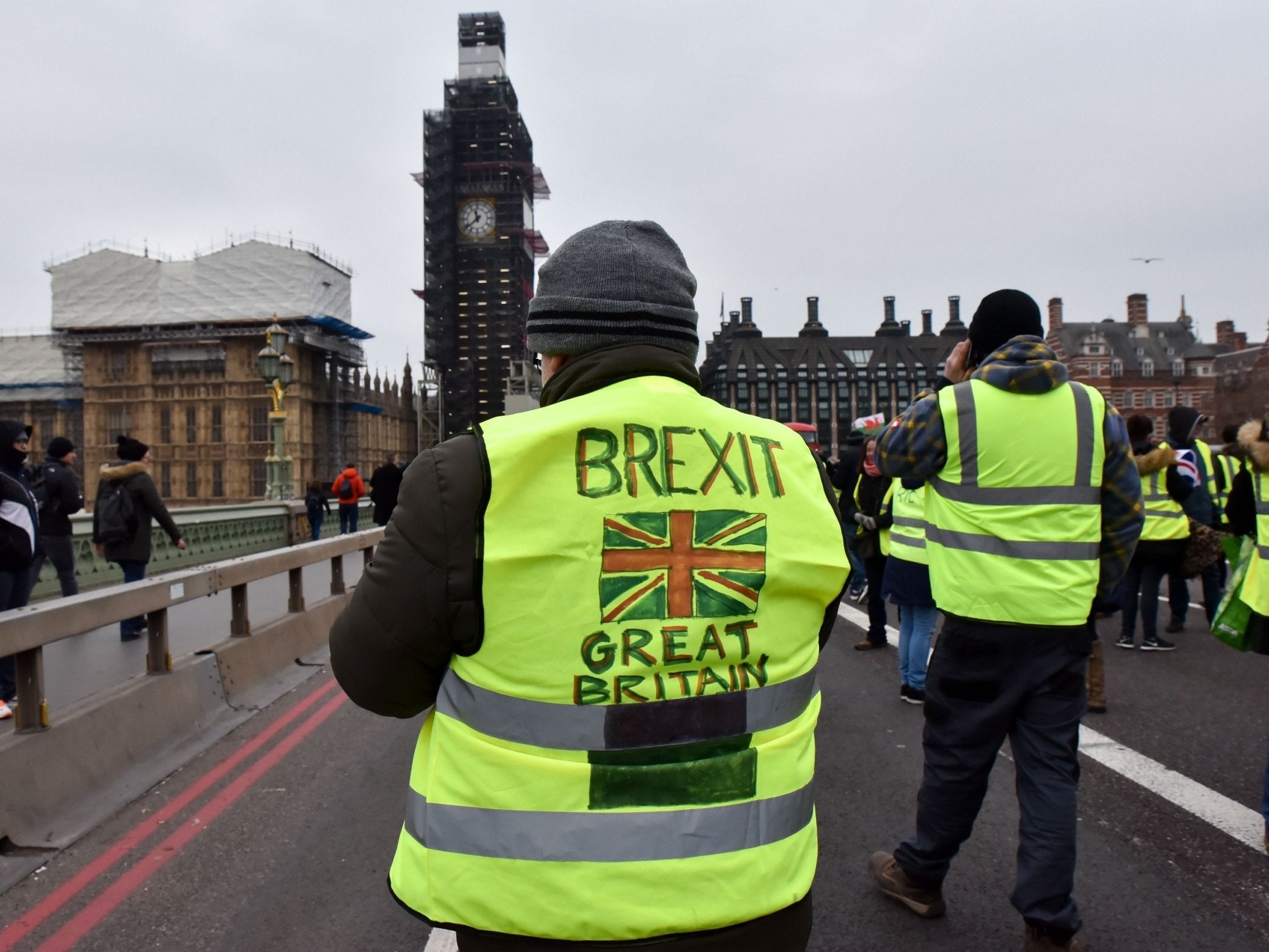 Protesters blocking Westminster Bridge in London on Saturday (Matthew Chattle/Rex)