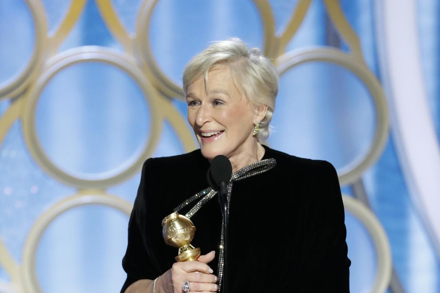 Glenn Close accepting her Golden Globe award for her role in 'The Wife'