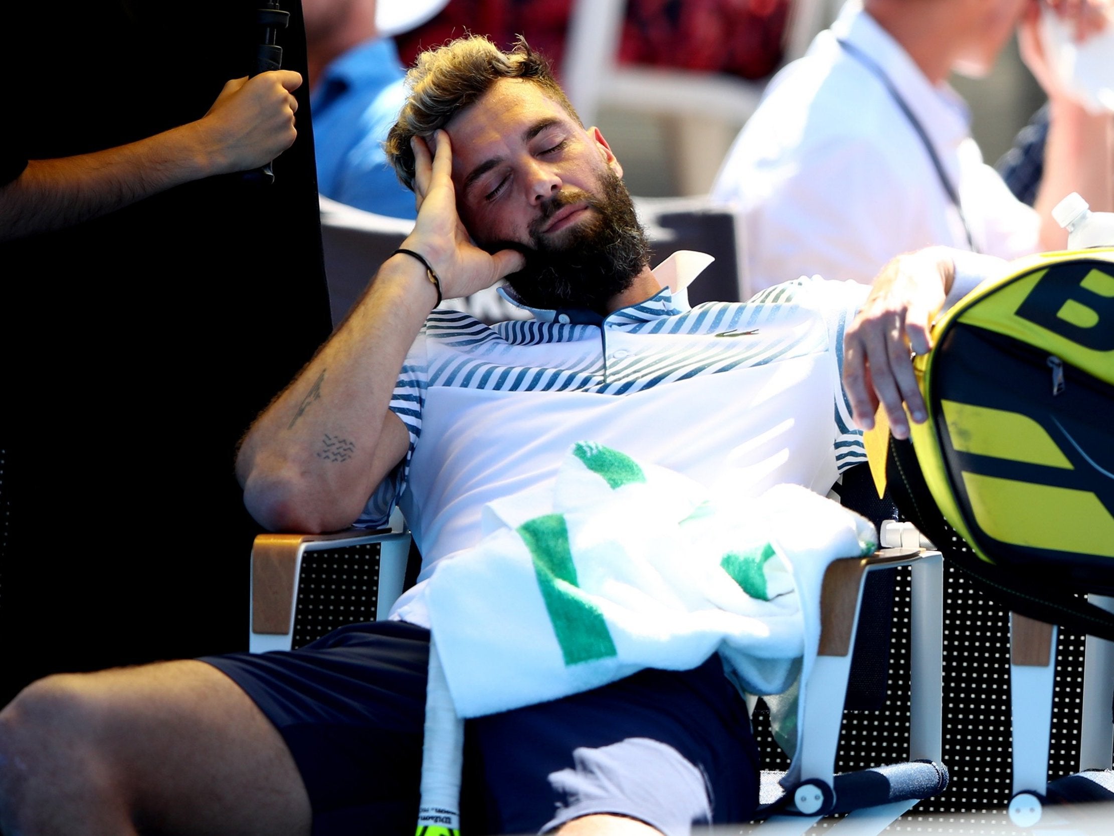 Benoit Paire took a short break during the match