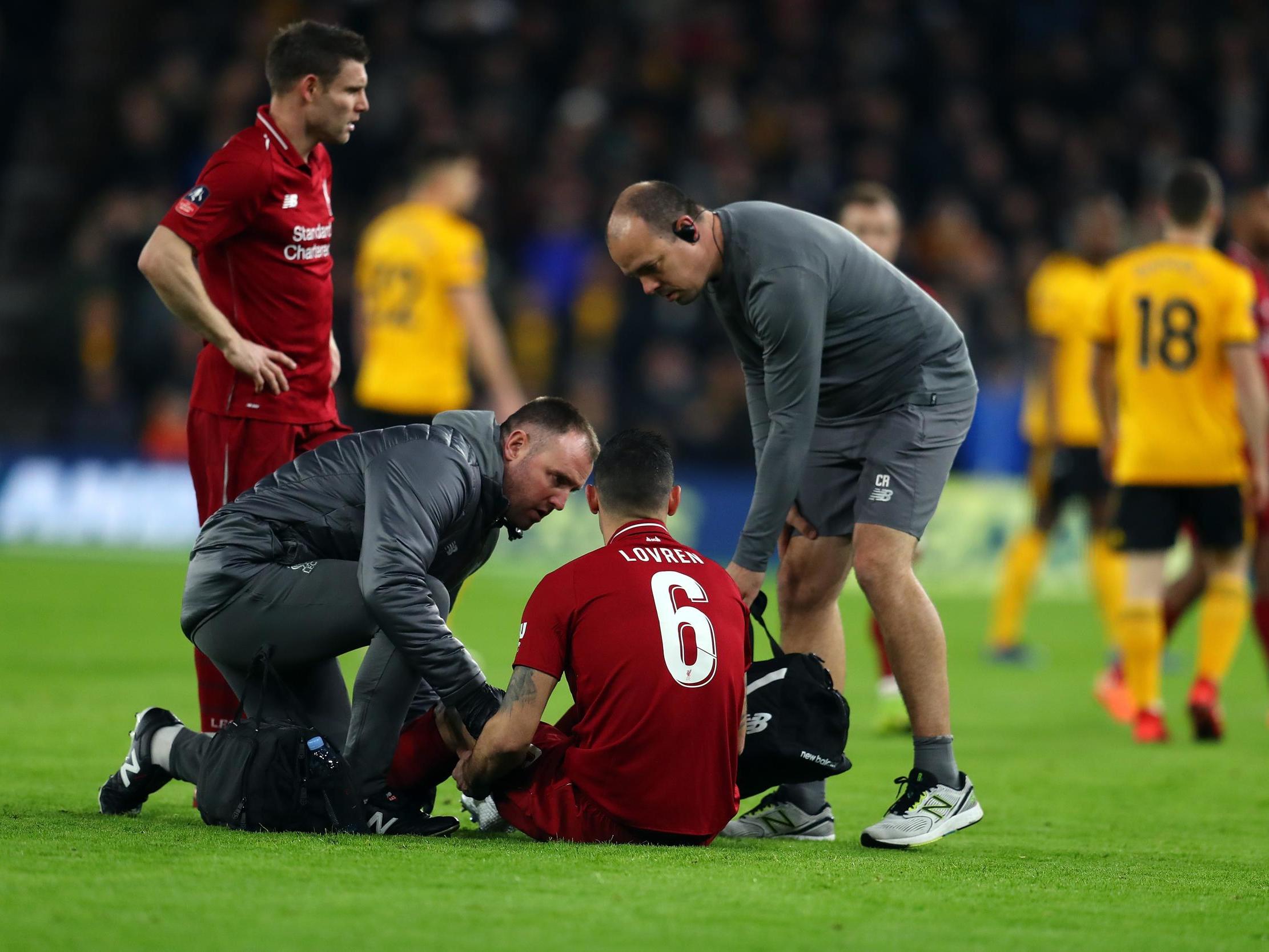 Dejan Lovren was forced off early through injury