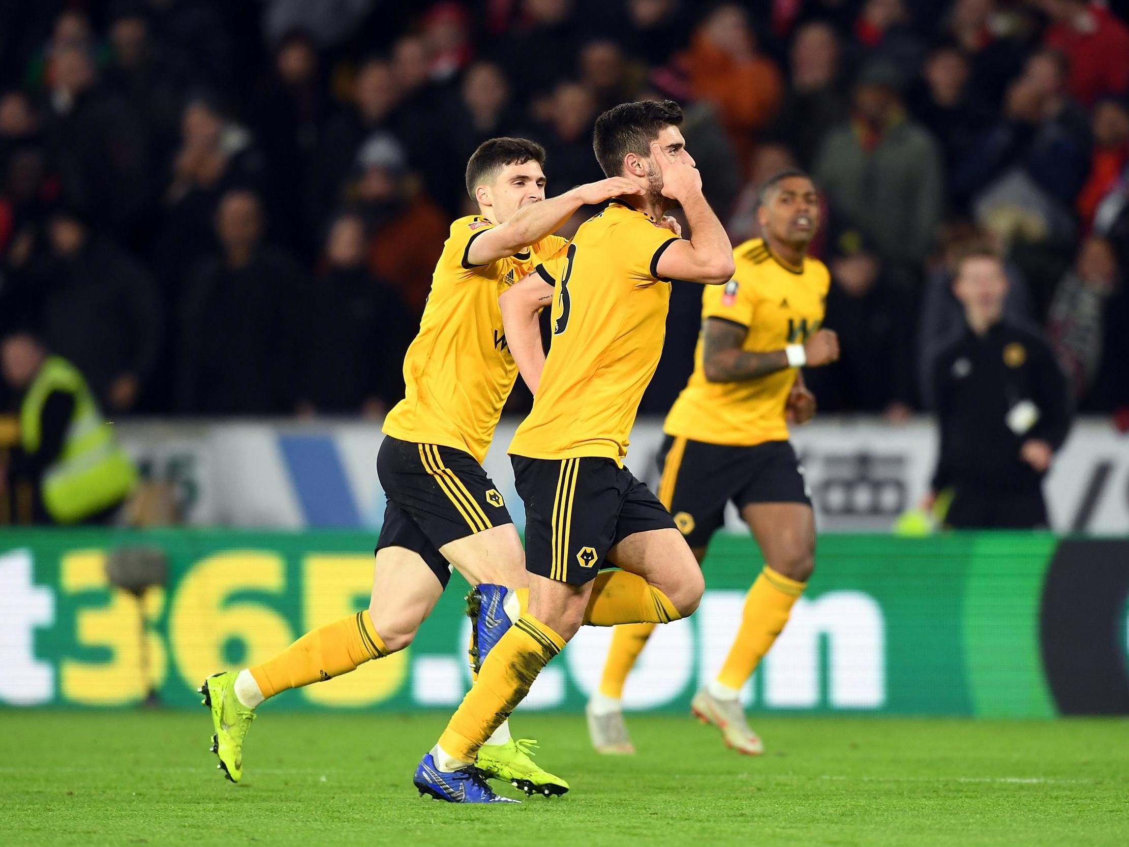 Ruben Neves celebrates his sublime goal for Wolves