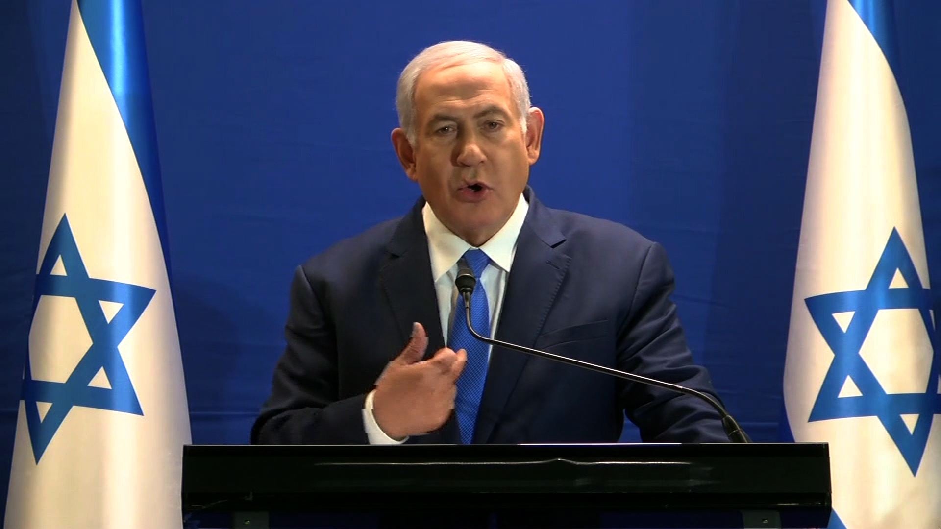 Benjamin Netanyahu maintains his innocence, saying he is a victim of a political witch-hunt during a live statement at the PM’s office in Jerusalem on Monday