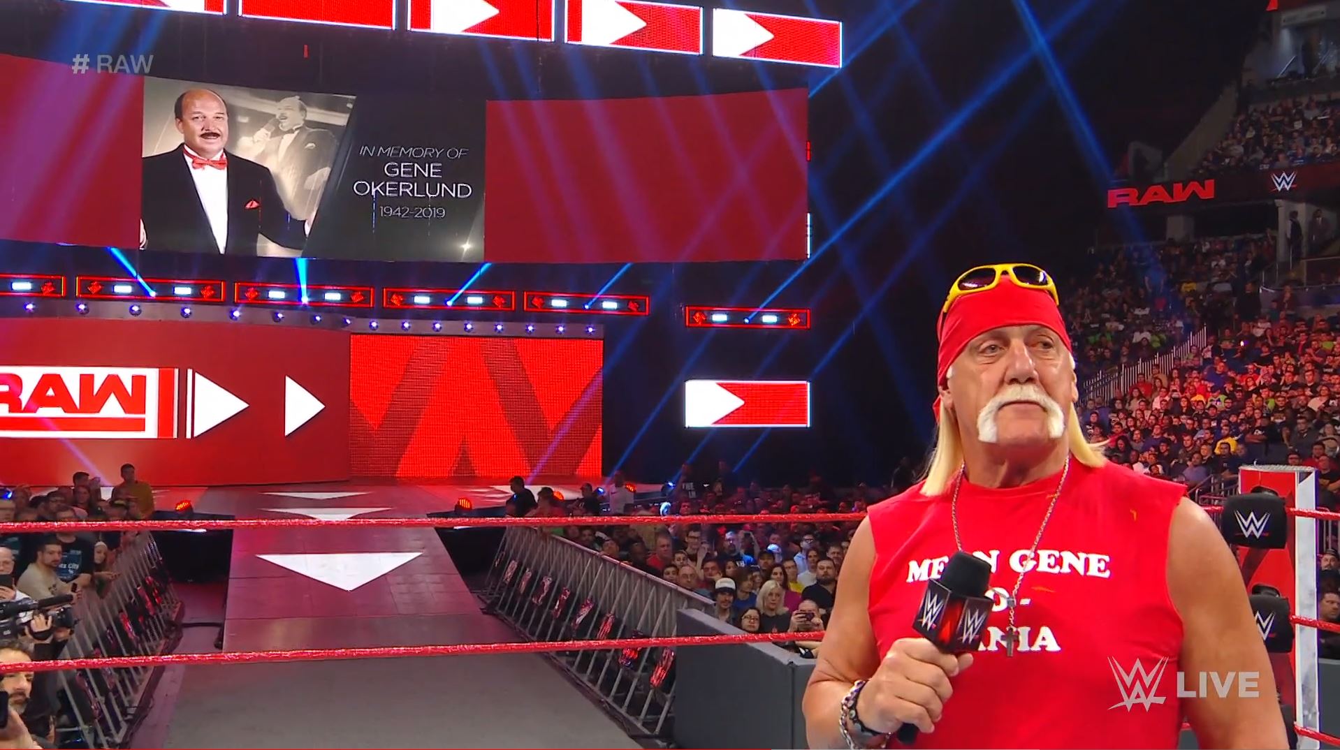 Hogan returned to pay tribute to Okerlund, who died last Wednesday