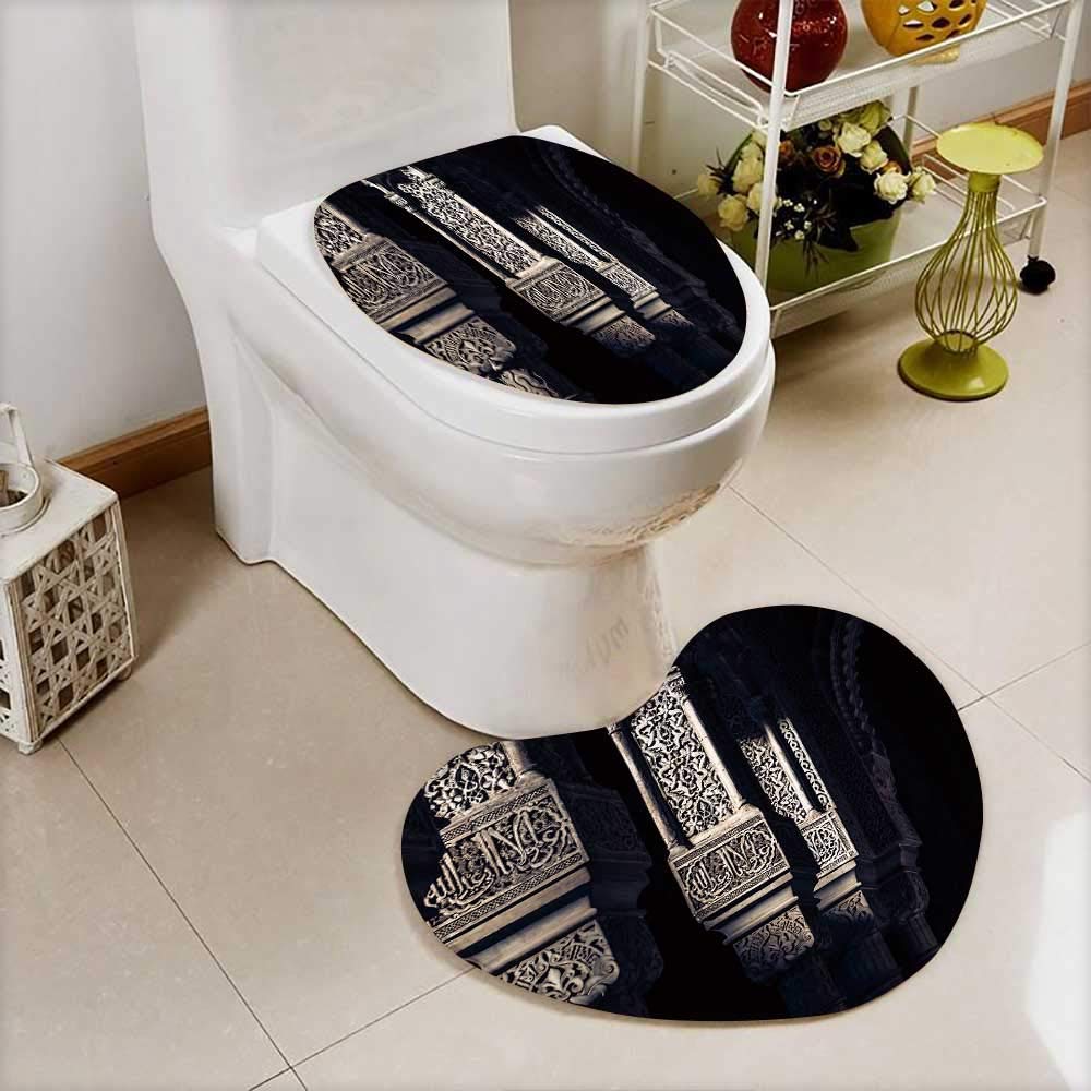 A toilet seat cover and mat decorated with the word 'Allah' being sold online at Amazon by retailer Printsonne