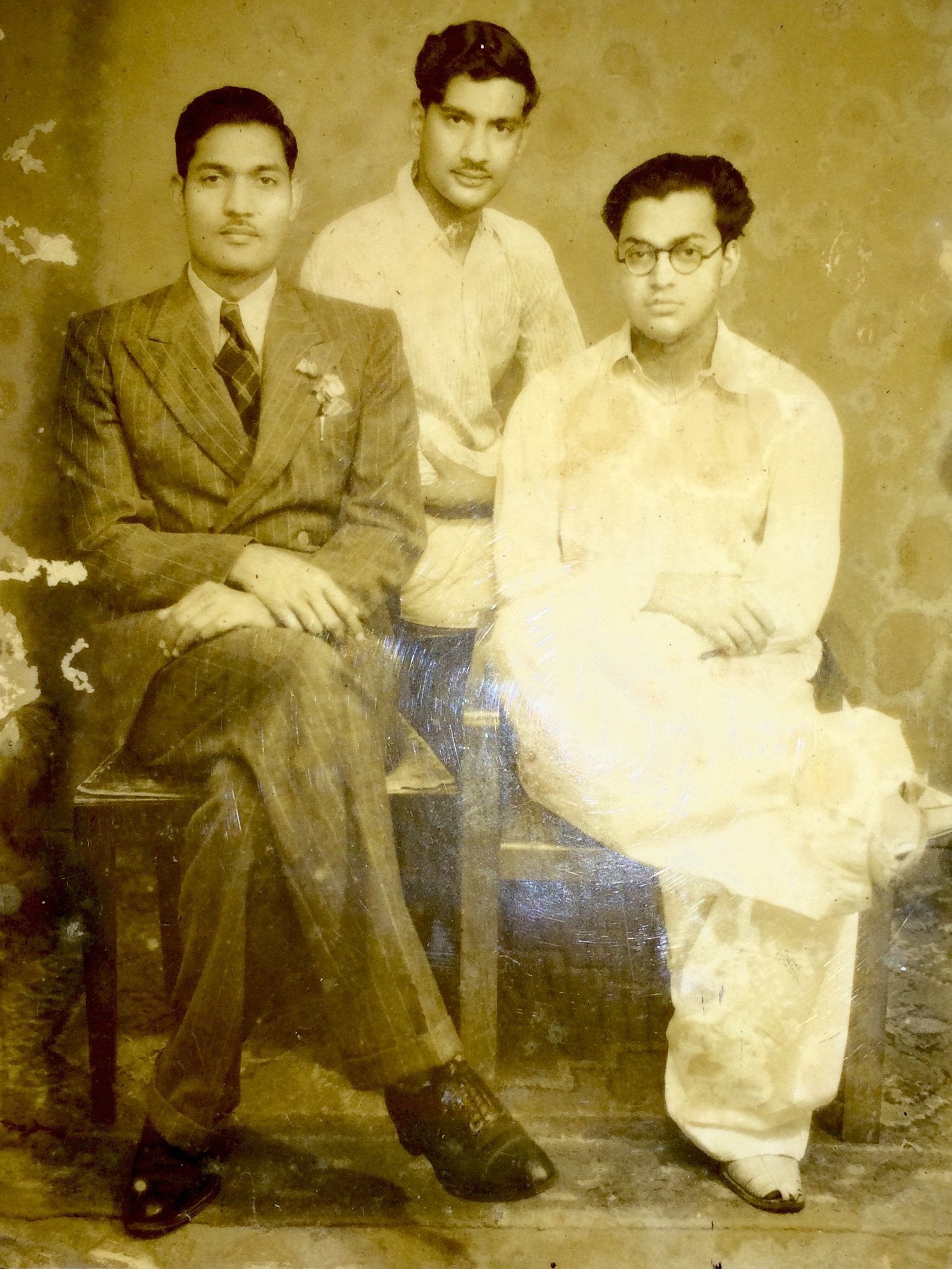 Neil Singh’s grandfather Naveen with two other doctors in 1946, shortly after graduating from the Prince of Wales Medical College in Patna, in colonial India. These friends went on to become professors in surgery, pathology and medicine (Author supplied)