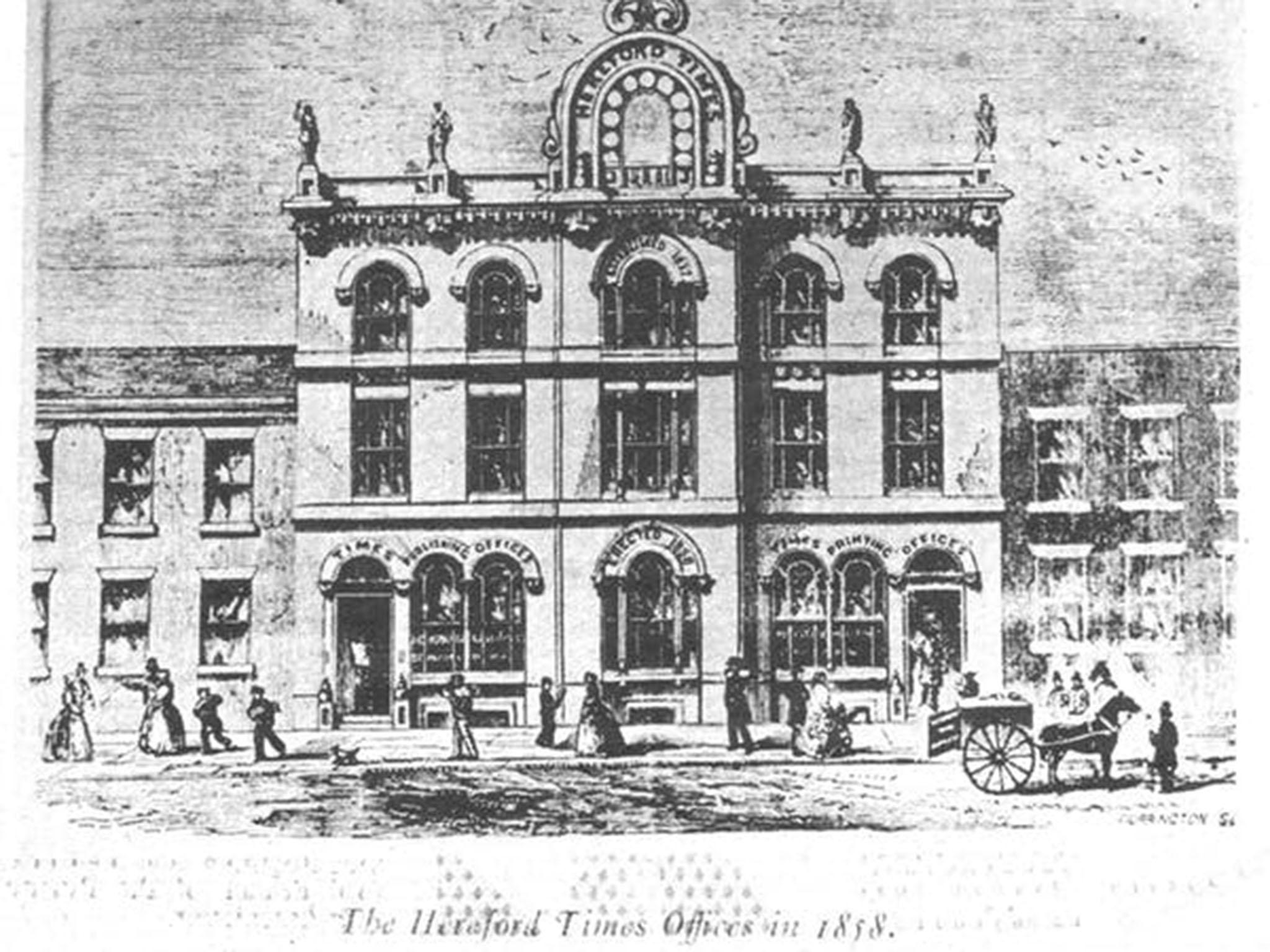 One of the first purpose-built newspaper offices was that of the Hereford Times