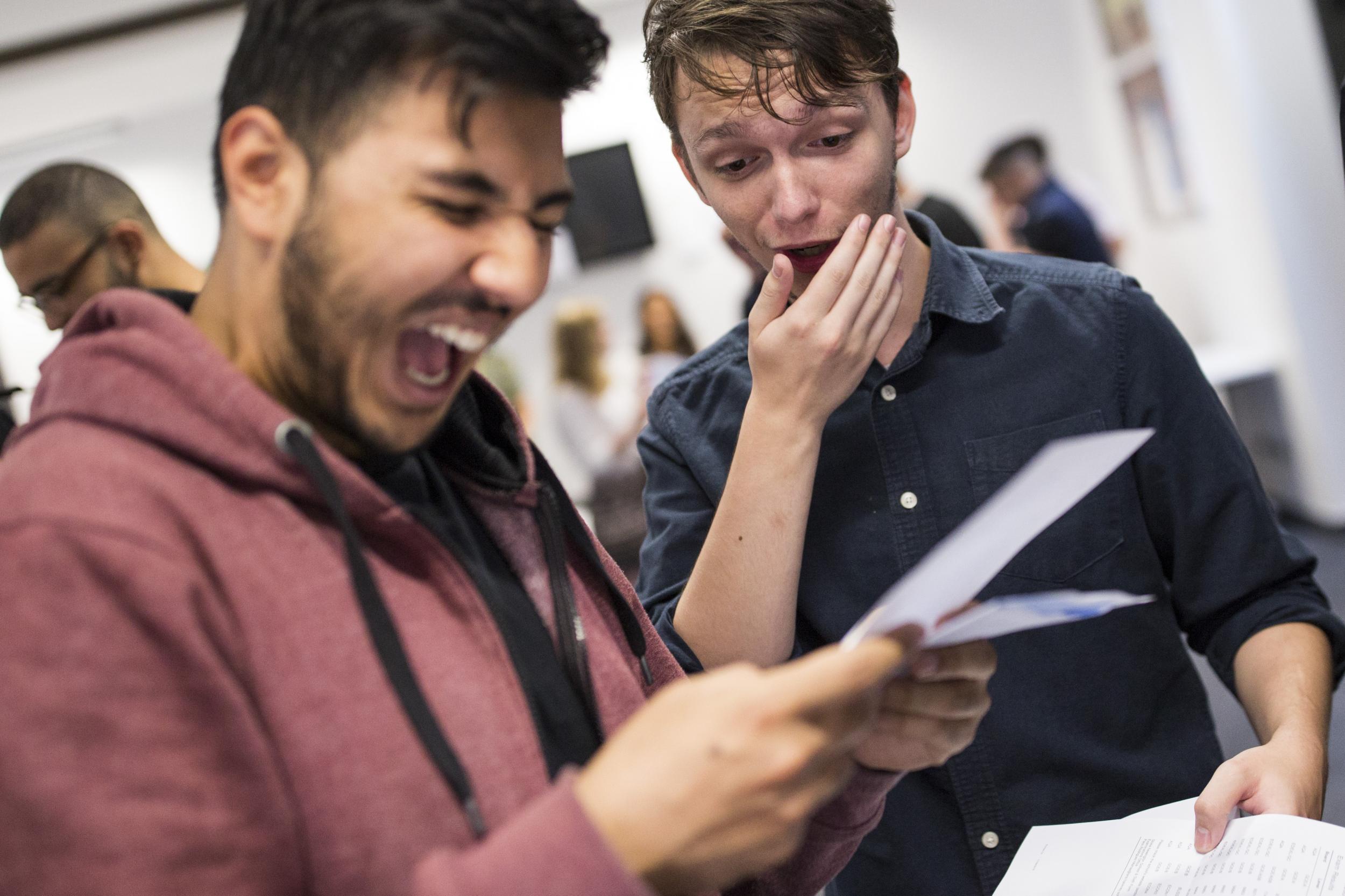 Sixth-form students receive their A-level results