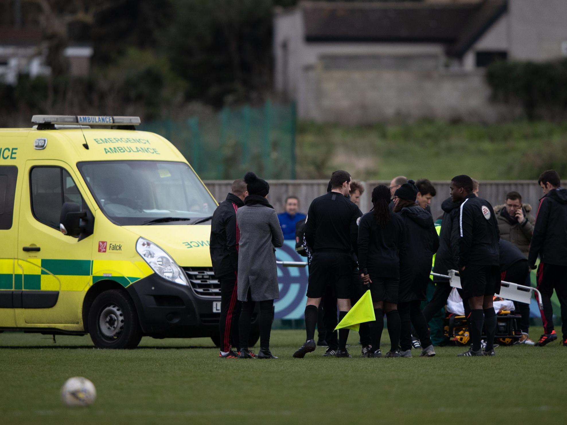 Charlton defender Charlotte Kerr received treatment on the pitch