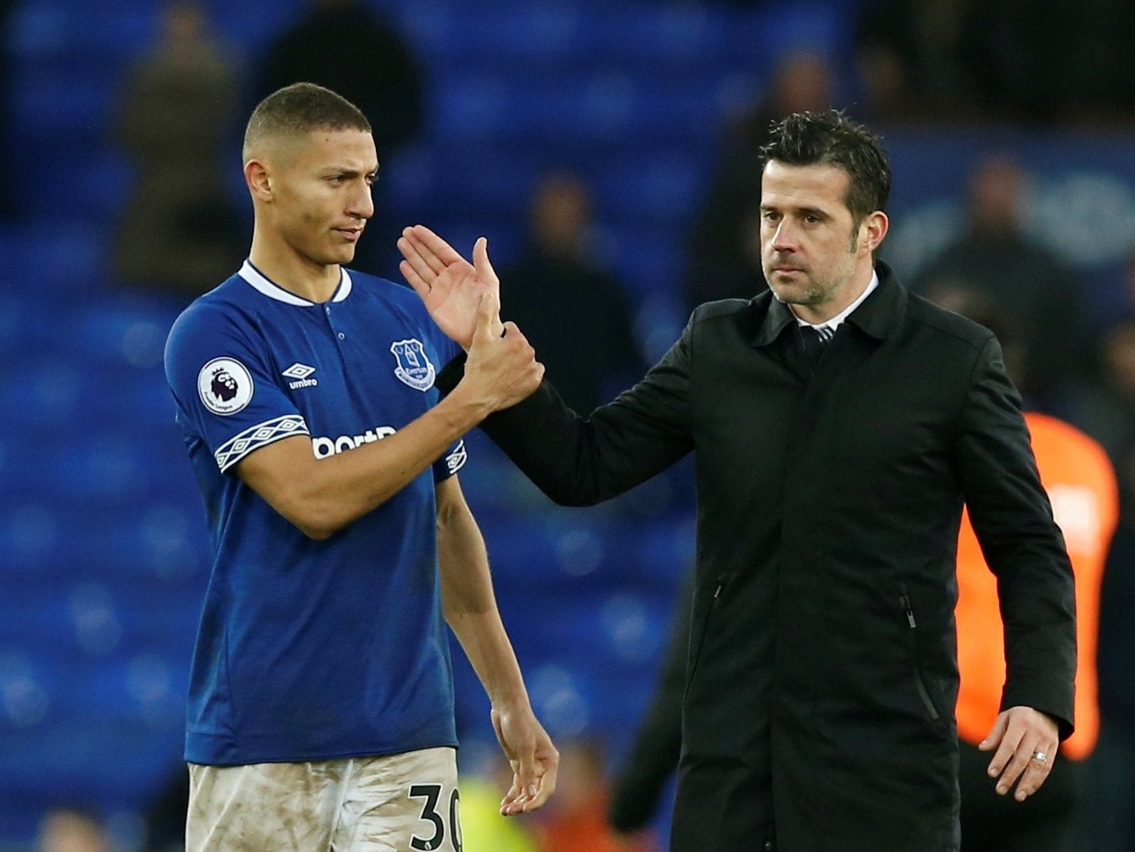 Richarlison and Marco Silva embrace