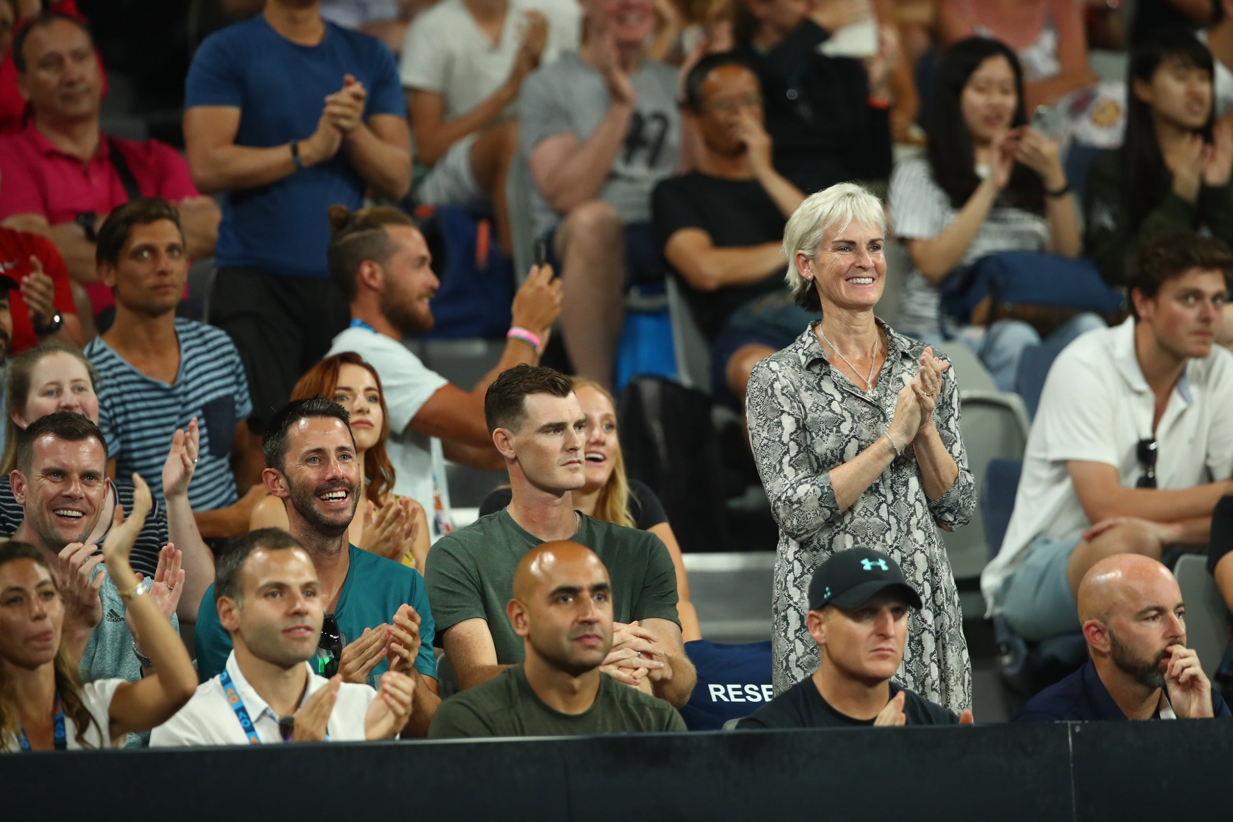 Judy Murray applauds her son Andy at the Australian Open