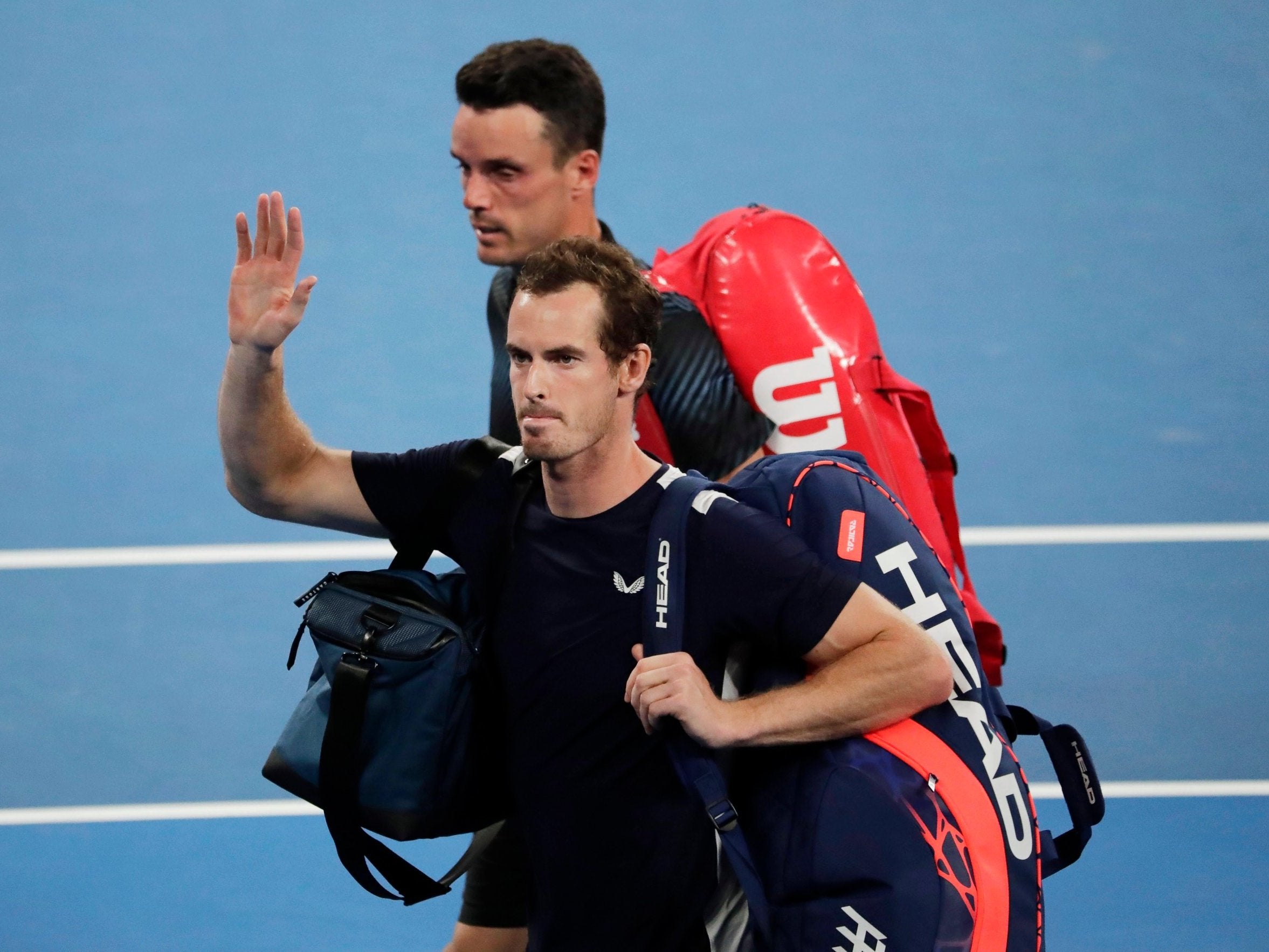 Andy Murray waves goodbye