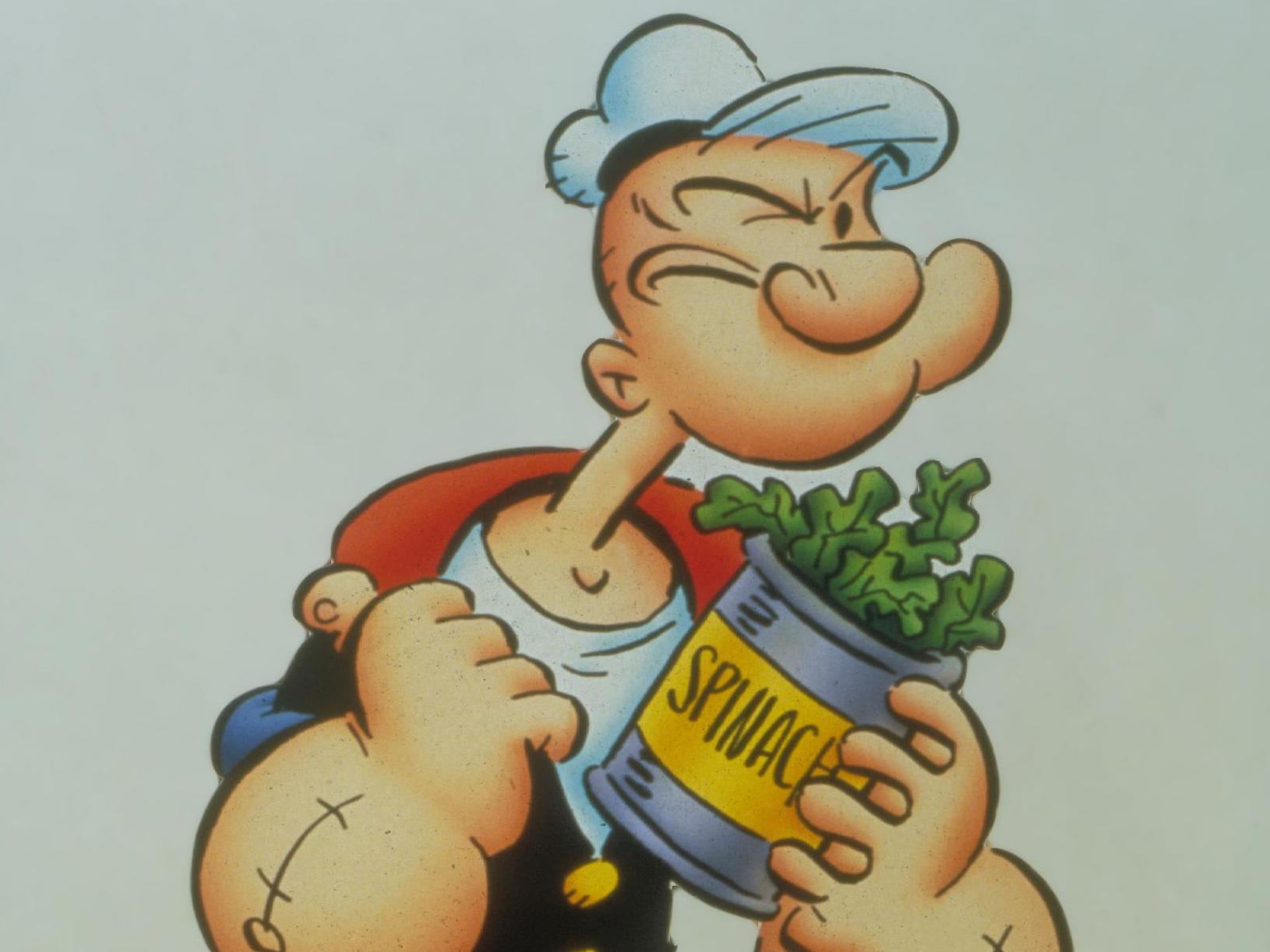 Popeye the Sailor Man, with signature can of spinach