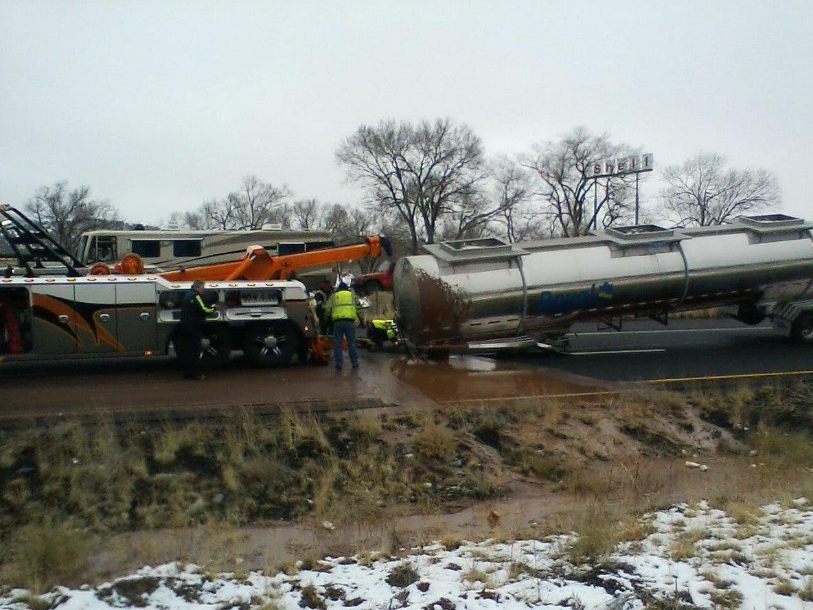More than 40,000 pound of liquid chocolate spilled onto the road after a lorry overturned
