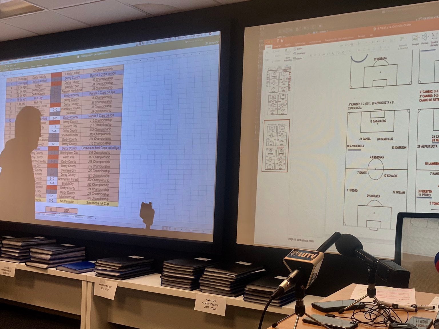 Marcelo Bielsa delivers a PowerPoint presentation