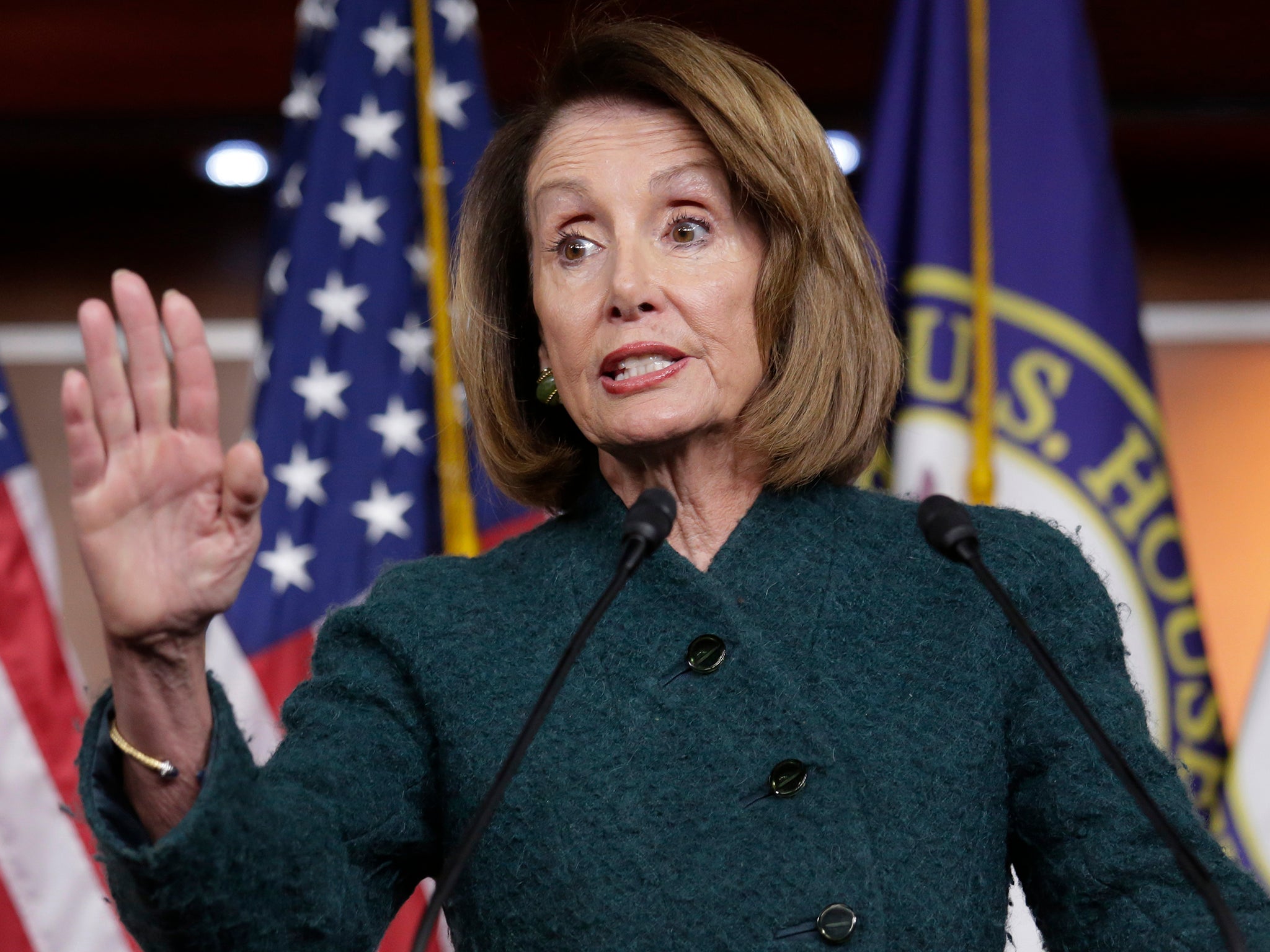 In this Jan. 10, 2019 photo, Speaker of the House Nancy Pelosi, D-Calif., meets with reporters in her first formal news conference, on Capitol Hill in Washington. Pelosi has asked President Donald Trump to postpone his State of the Union address to the nation, set for Jan. 29, until the government reopens.