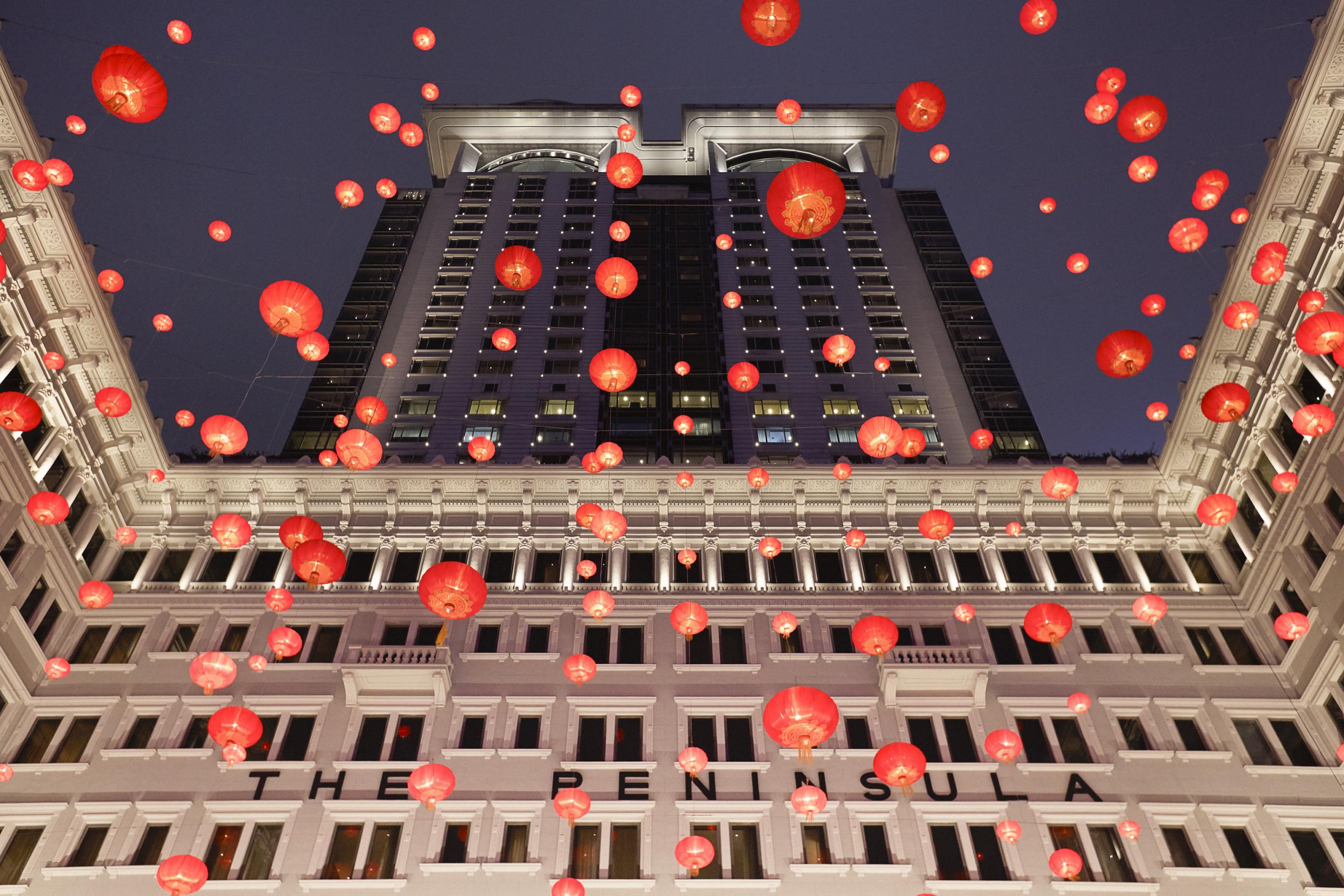 Festive lanterns at The Peninsula Hong Kong’s entrance