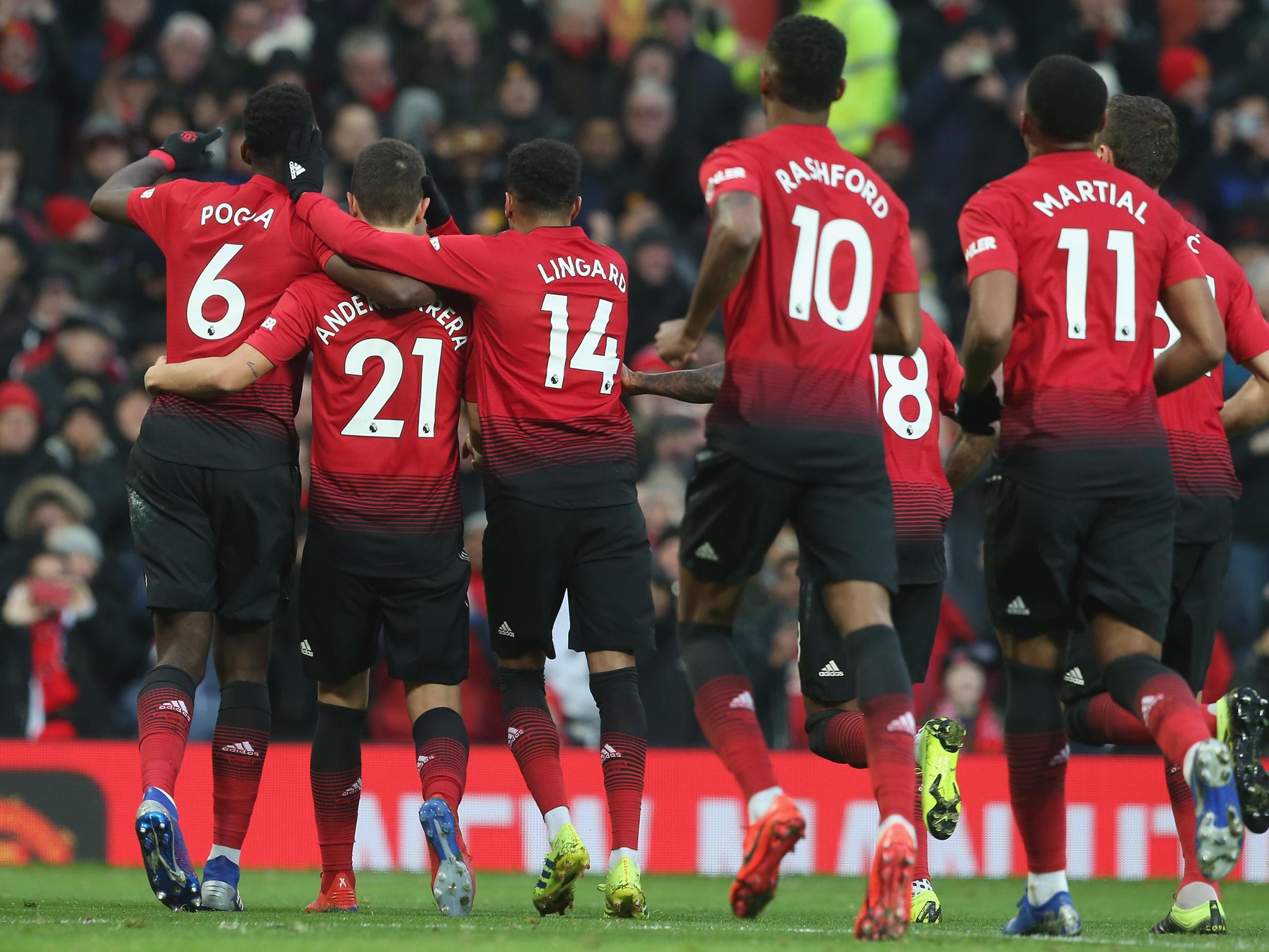 Paul Pogba celebrates his goal vs Brighton