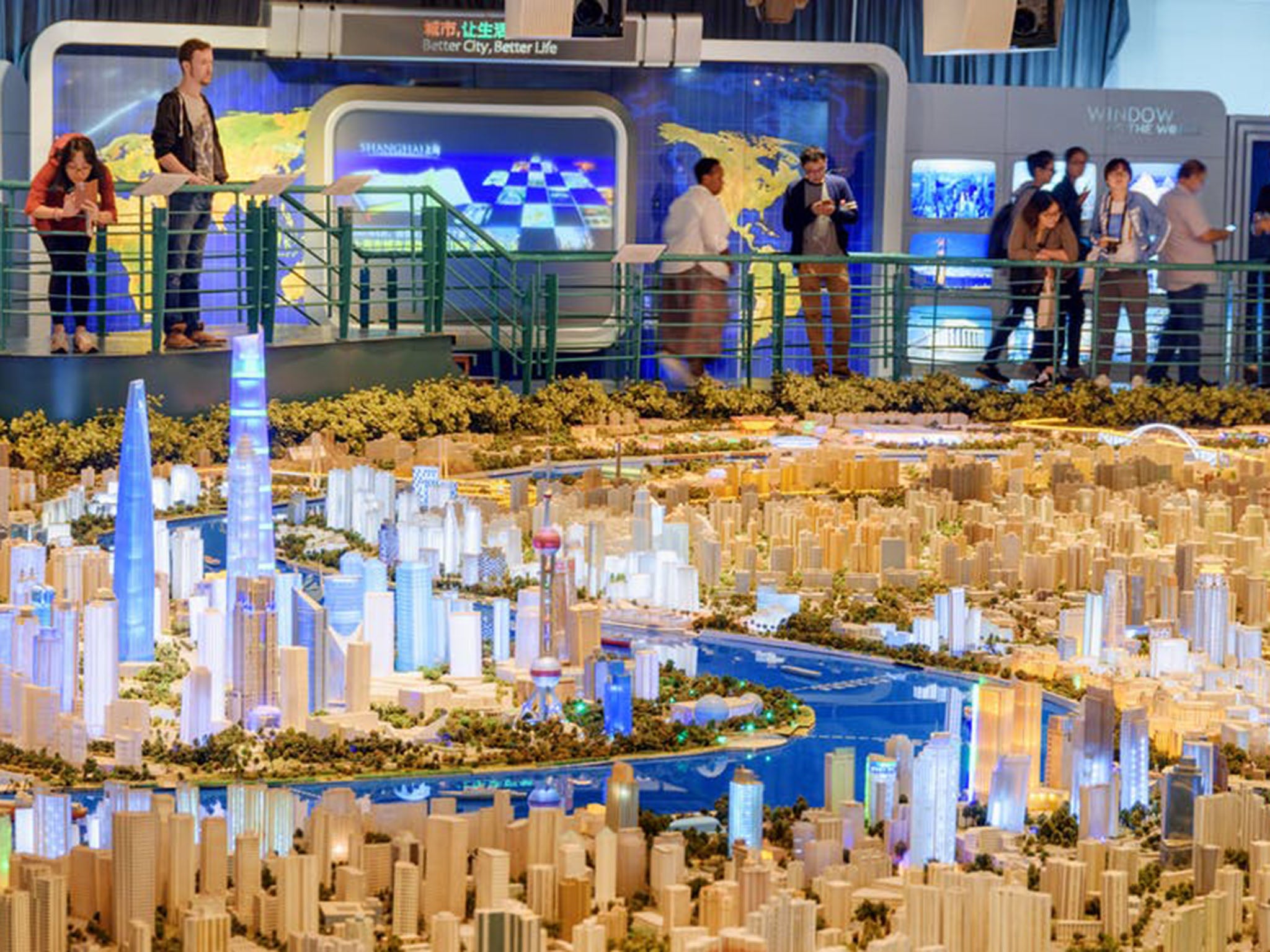 Shanghai’s urban room with a planning model of the city