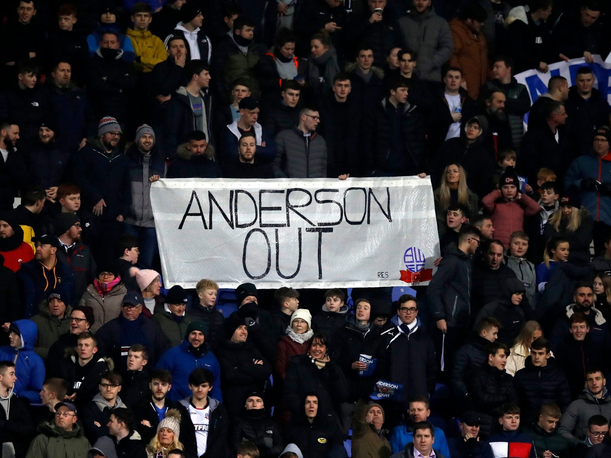 Bolton fans have voiced their unhappiness with Ken Anderson's ownership