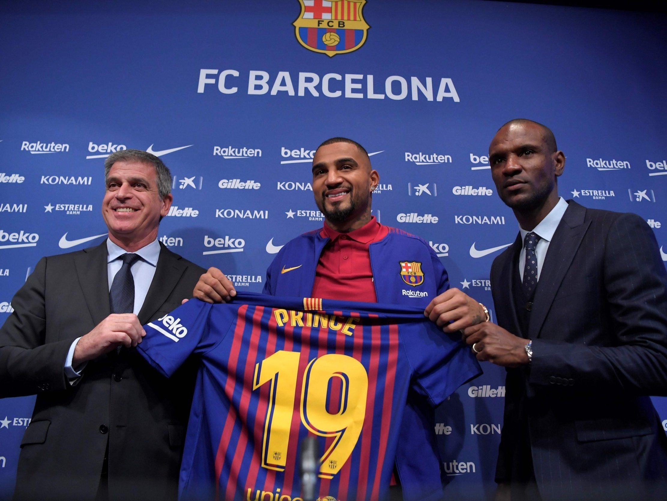 Barcelona's Kevin-Prince Boateng poses