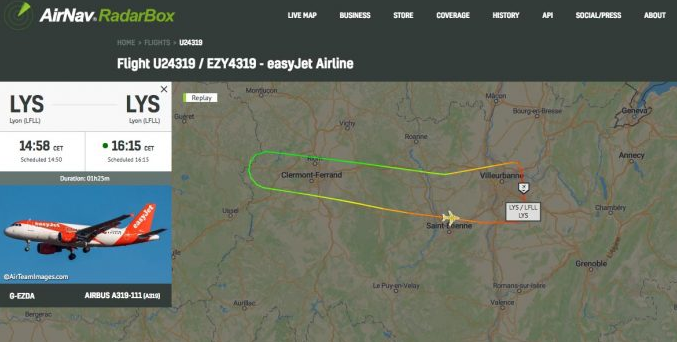 The easyJet flight returned to Lyon