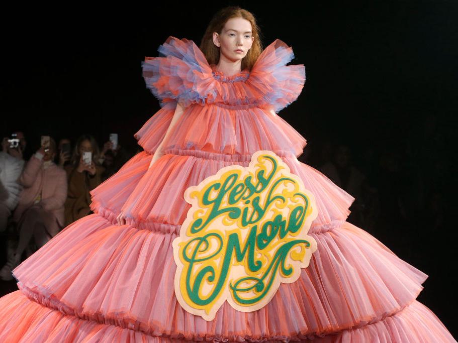 A model walks the runway during the Viktor & Rolf Spring Summer 2019 show as part of Paris Fashion Week on 23 January