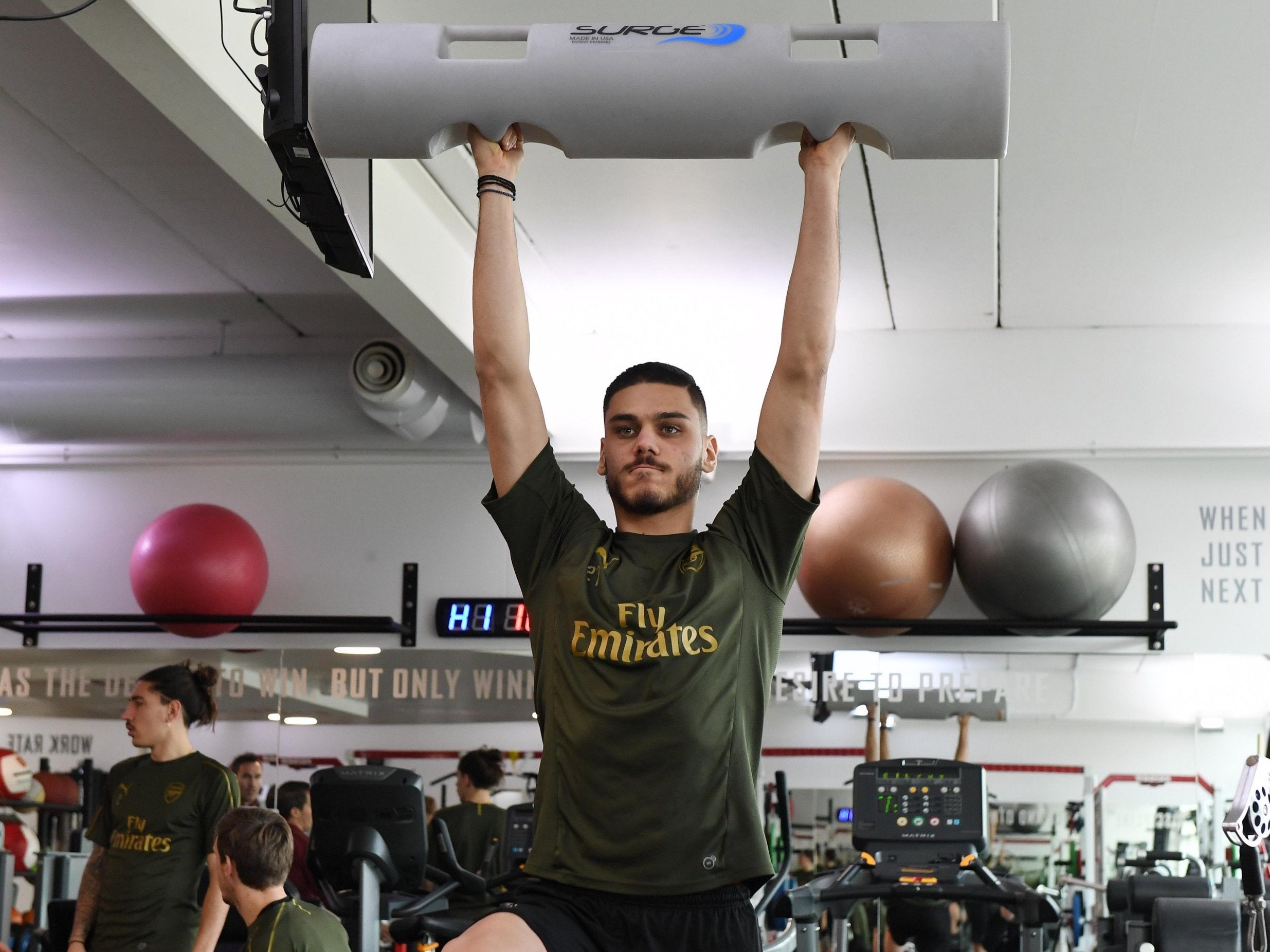 The 21-year-old defender Konstantinos Mavropanos in training