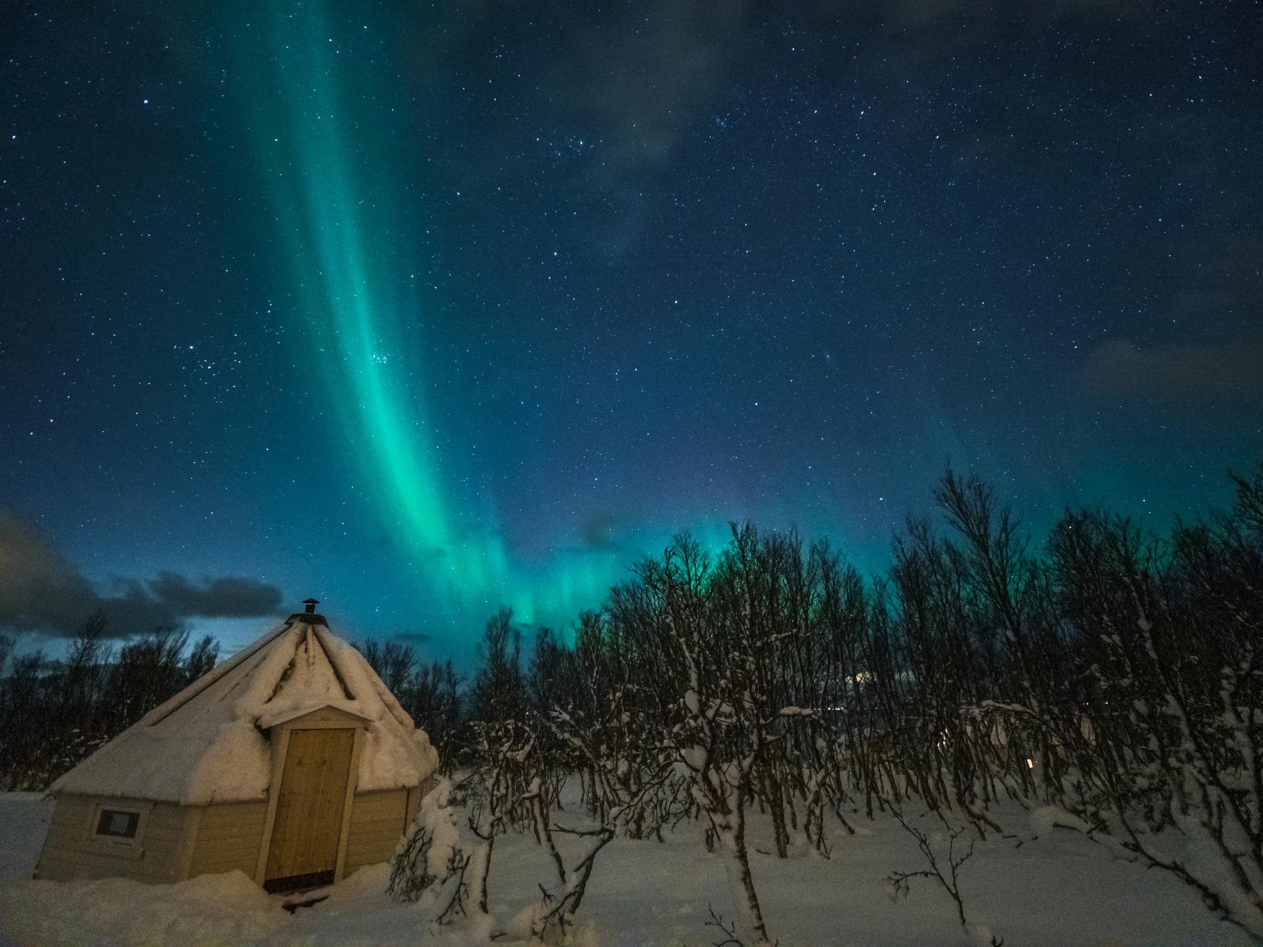 Staying in a glass-roofed lavvo can help in spotting the Lights