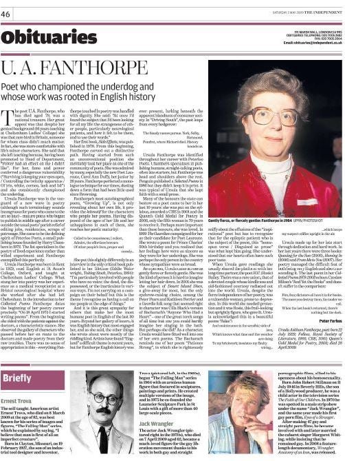 This obituary as it appeared on 2 May 2009