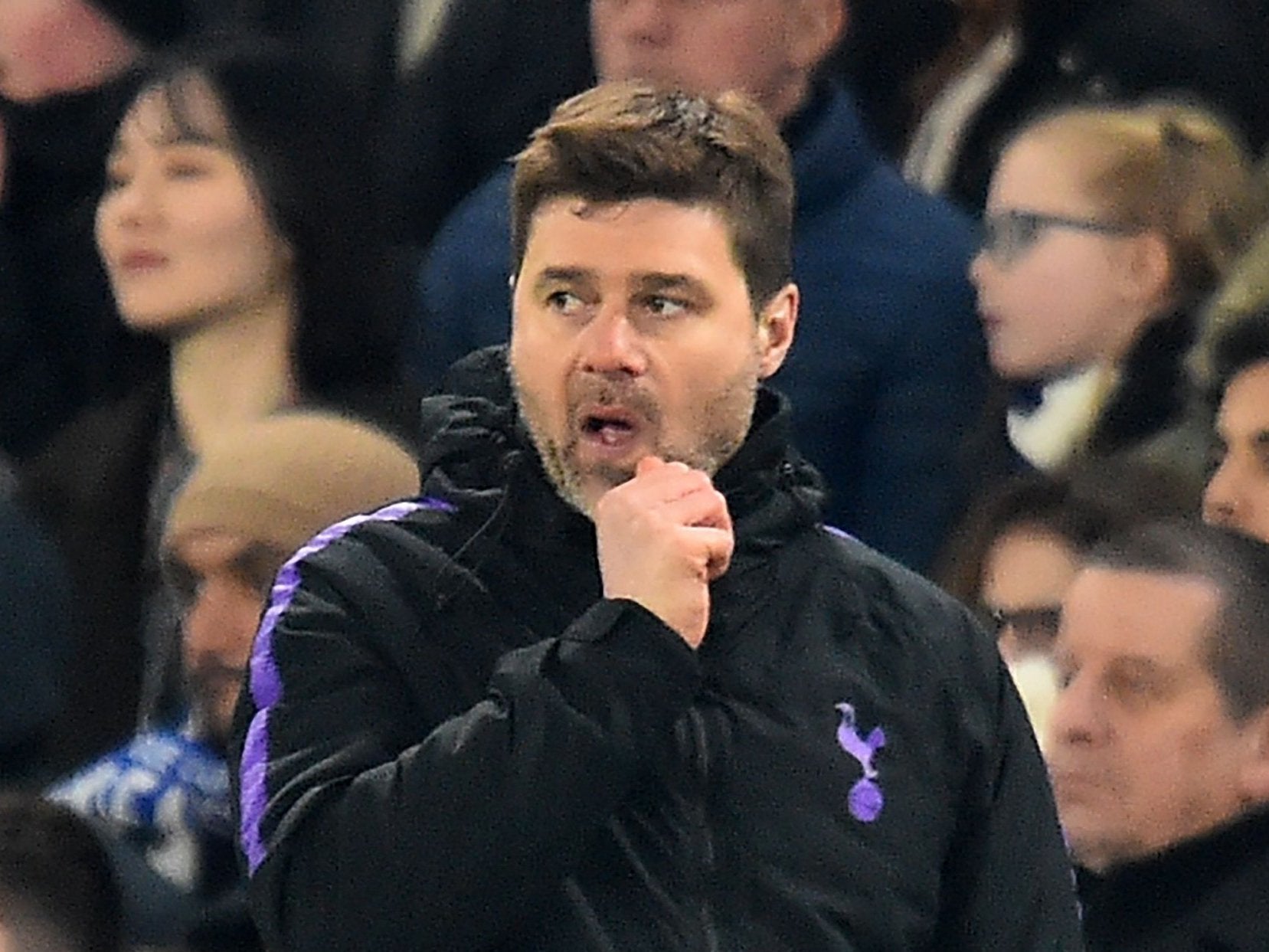Mauricio Pochettino watches on from the touchline at Stamford Bridge