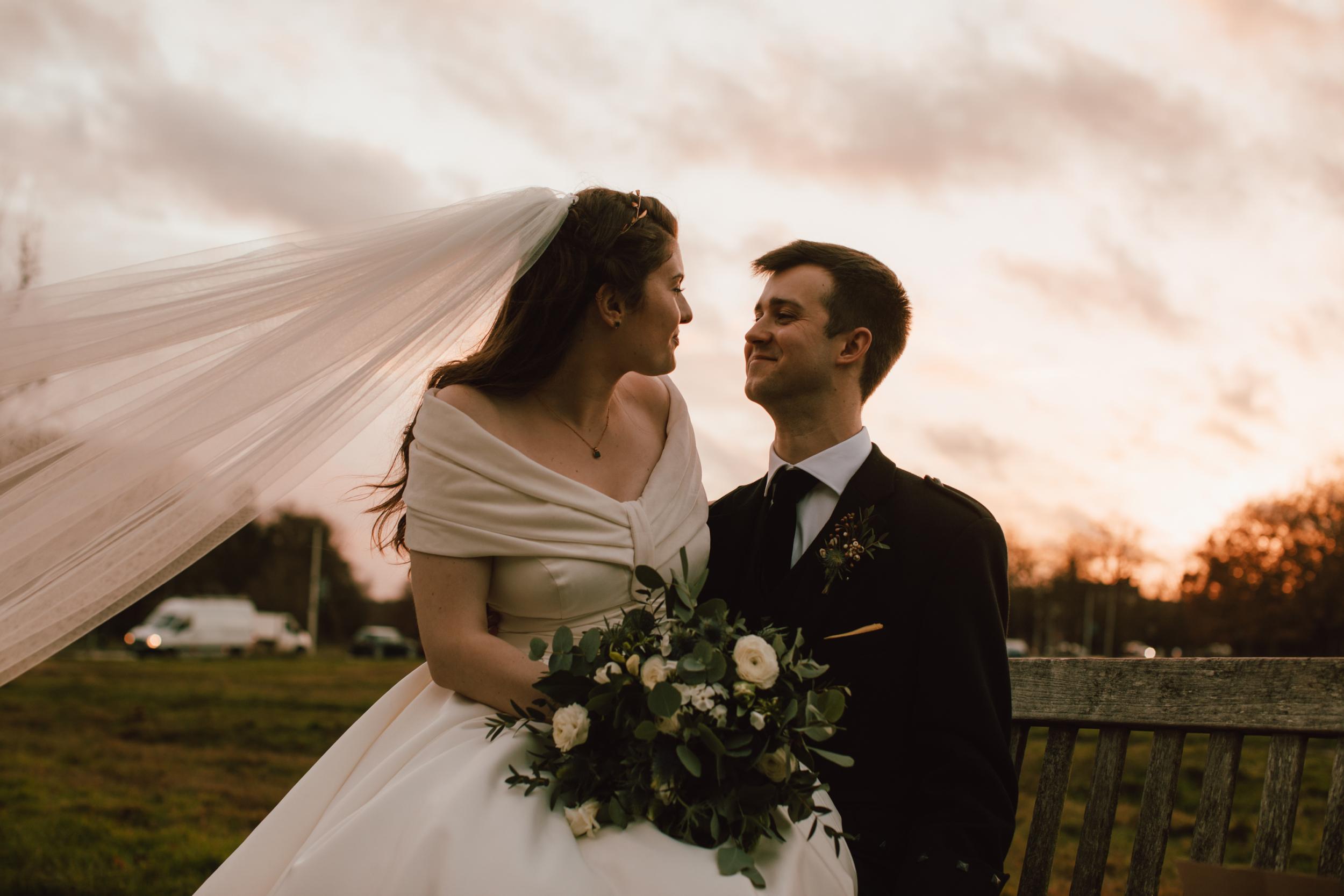 Eve and Angus Paterson on their wedding day (Photography by Toby Mitchell of Oak &amp; Blossom)